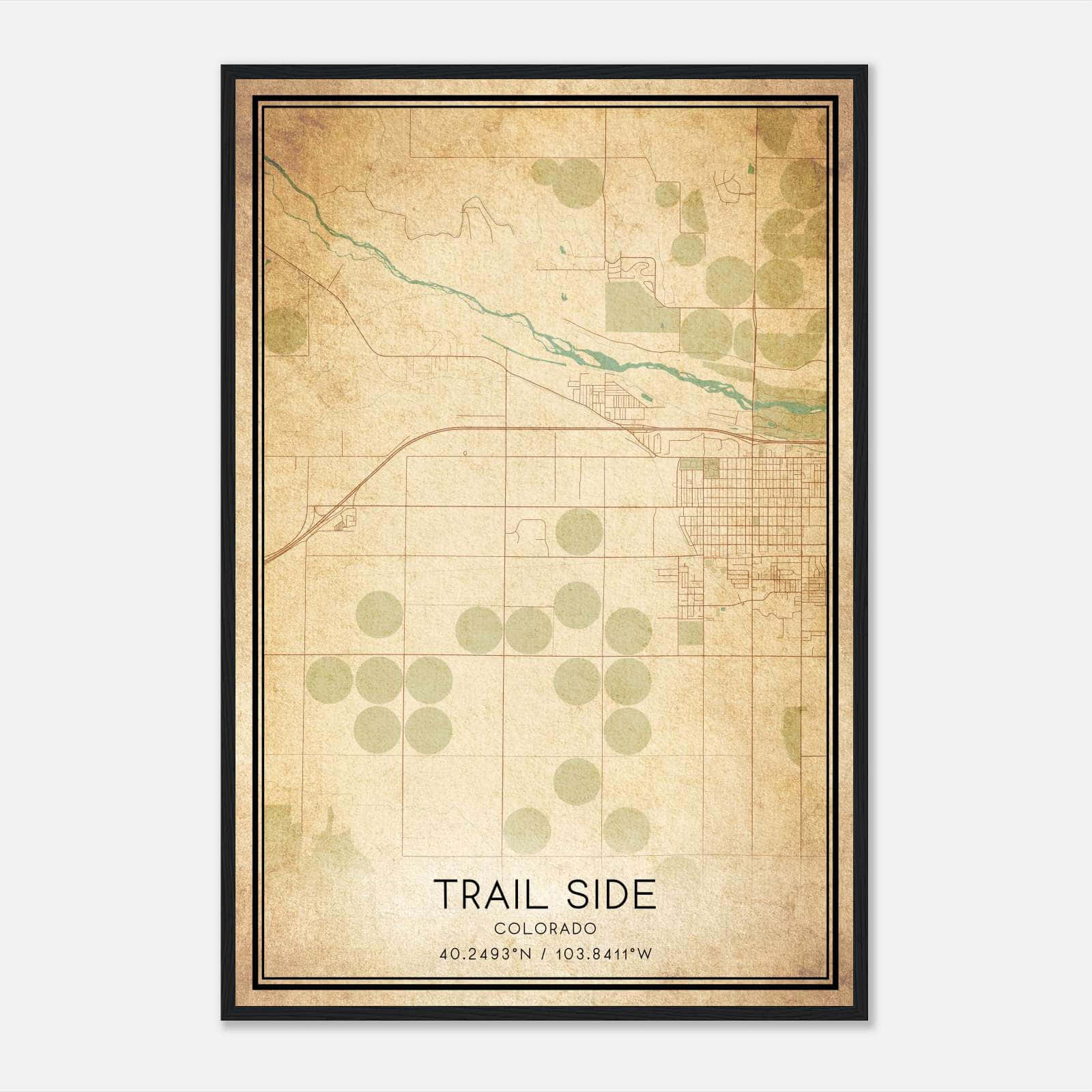 Vintage Trail Side Colorado Map Poster, Trail Side CO City Road Wall Art Print Vintage Trail Side Colorado Map Poster, Trail Side CO City Road Wall Art Print