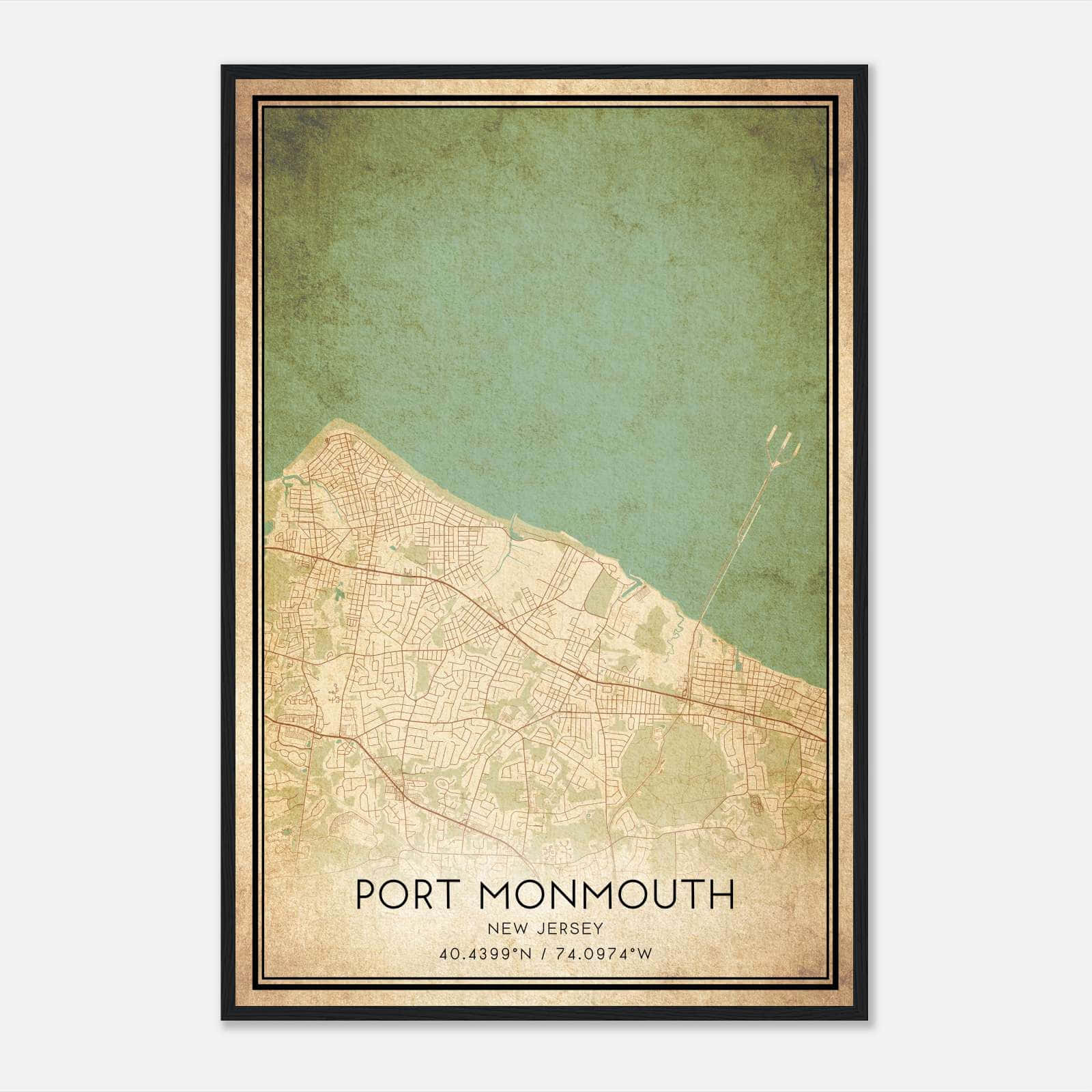 Vintage Port Monmouth New Jersey Map Poster, Port Monmouth NJ City Road Wall Art Print Vintage Port Monmouth New Jersey Map Poster, Port Monmouth NJ City Road Wall Art Print
