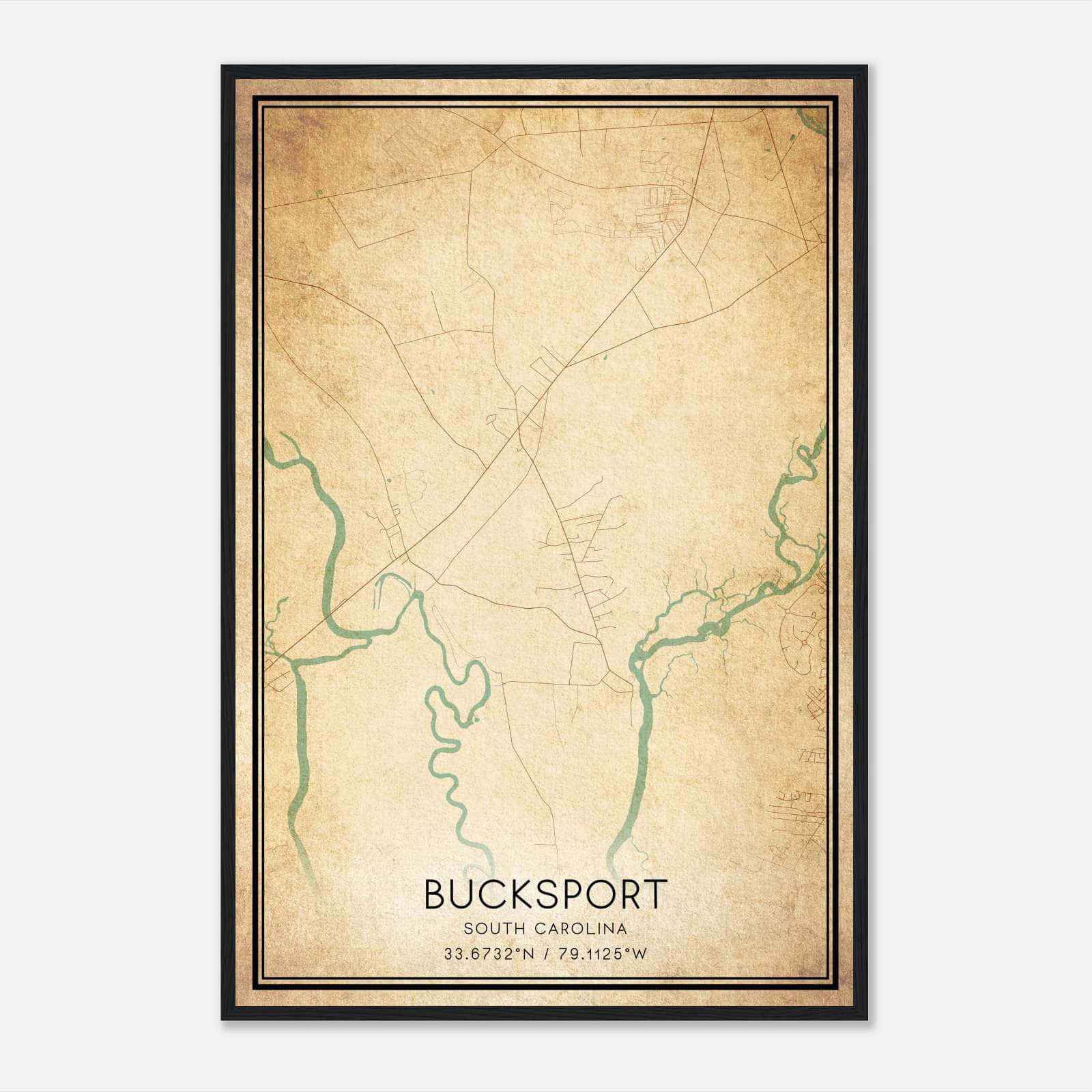 Vintage Bucksport South Carolina Map Poster, Bucksport SC City Road Wall Art Print Vintage Bucksport South Carolina Map Poster, Bucksport SC City Road Wall Art Print