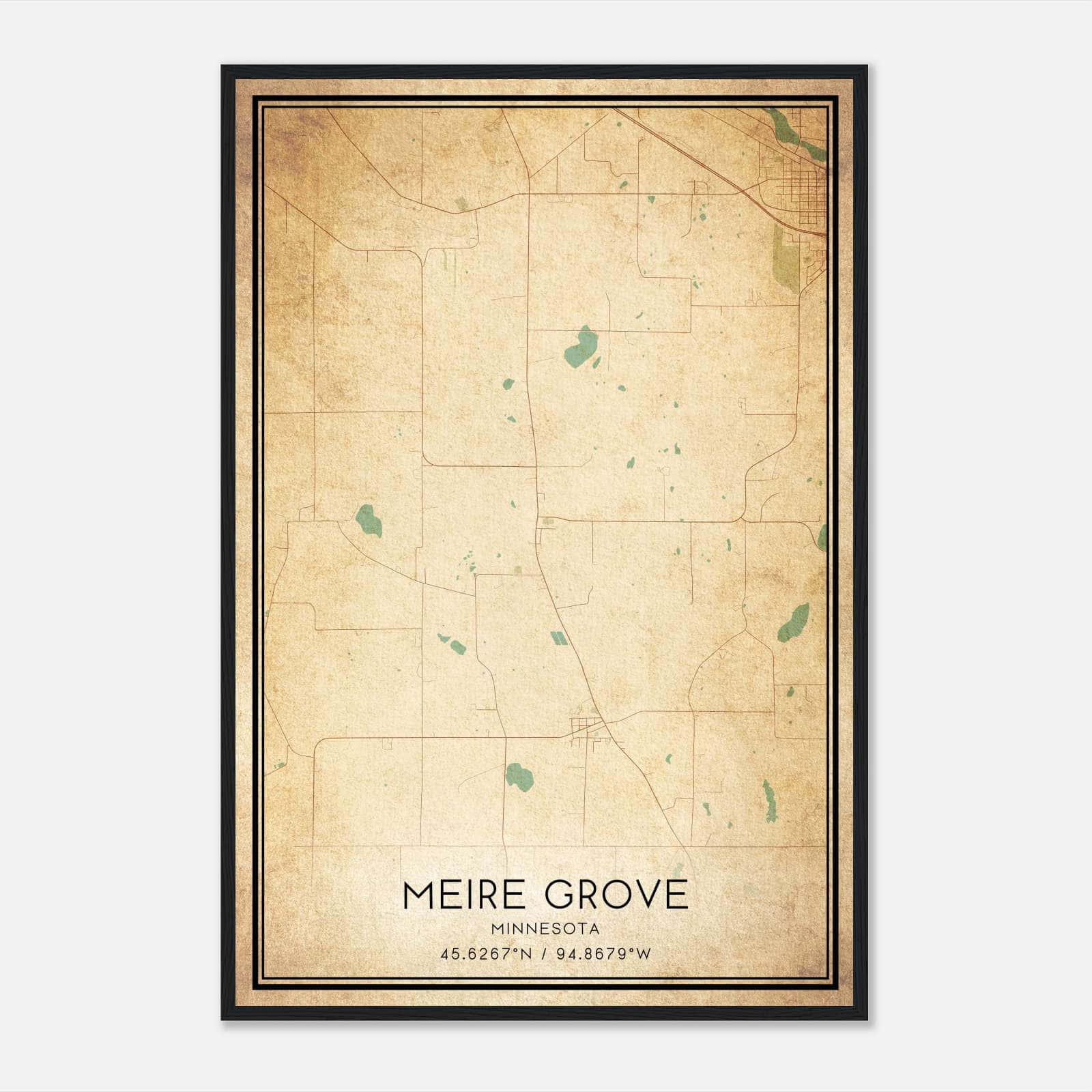Vintage Meire Grove Minnesota Map Poster, Meire Grove MN City Road Wall Art Print Vintage Meire Grove Minnesota Map Poster, Meire Grove MN City Road Wall Art Print