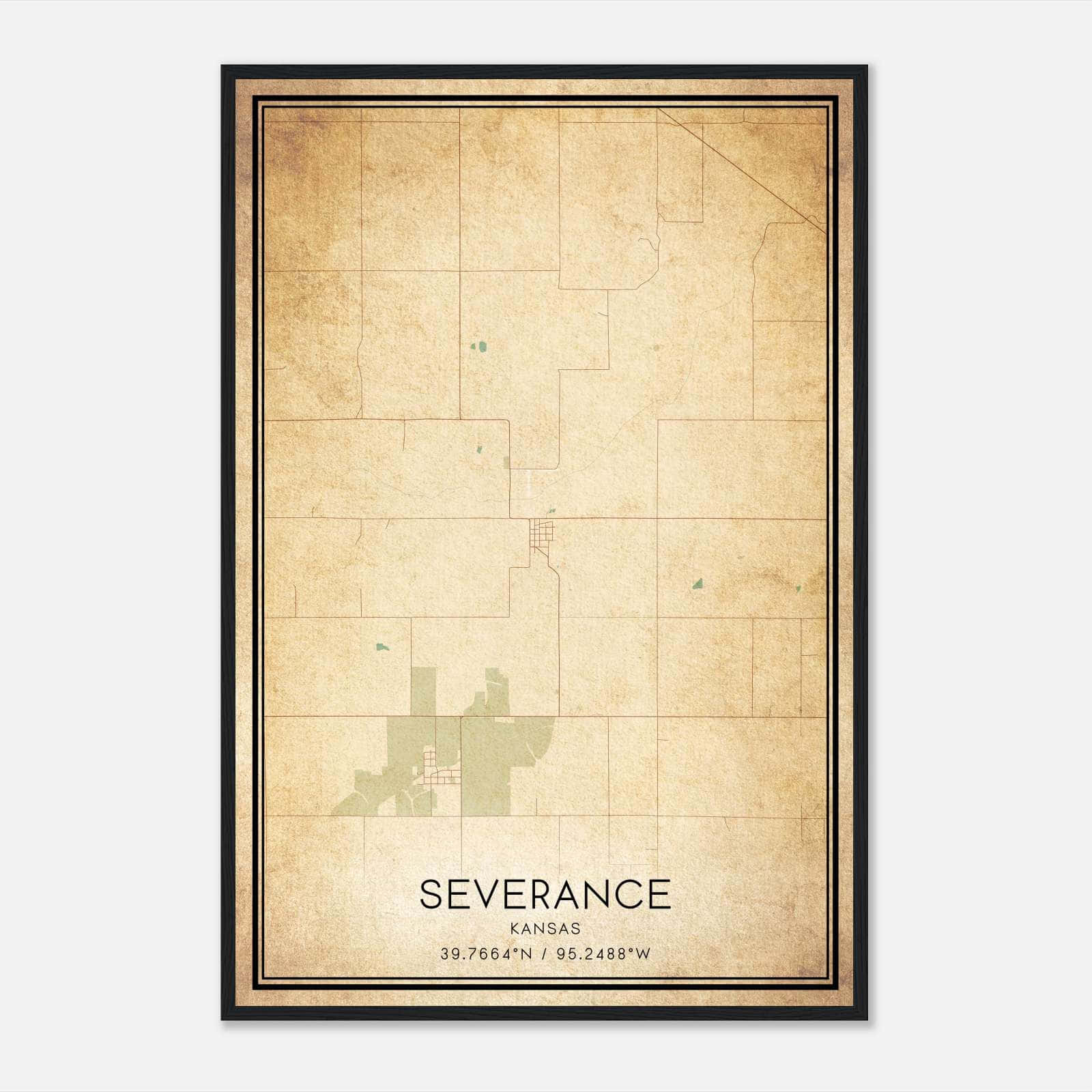 Vintage Severance Kansas Map Poster, Severance KS City Road Wall Art Print Vintage Severance Kansas Map Poster, Severance KS City Road Wall Art Print