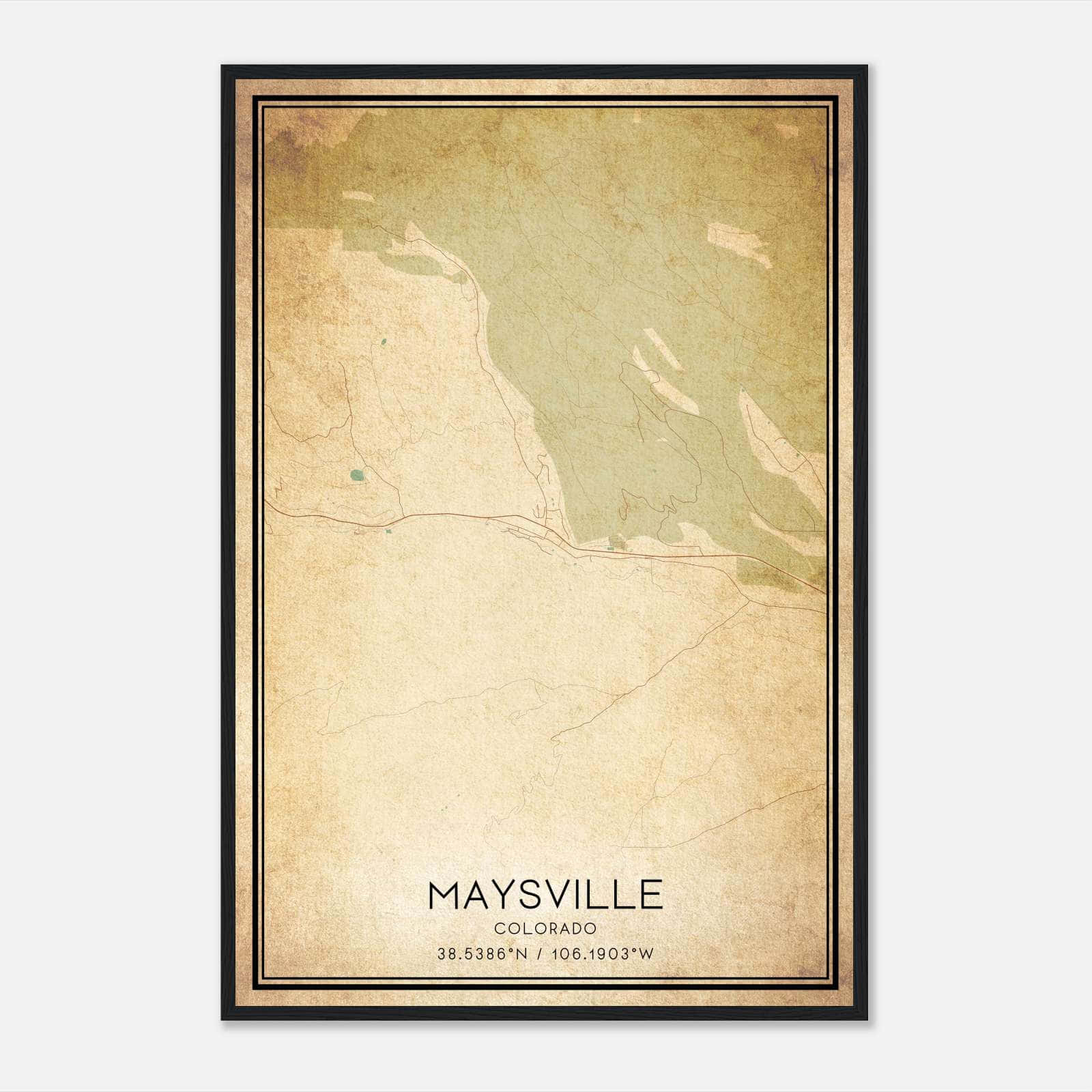 Vintage Maysville Colorado Map Poster, Maysville CO City Road Wall Art Print Vintage Maysville Colorado Map Poster, Maysville CO City Road Wall Art Print