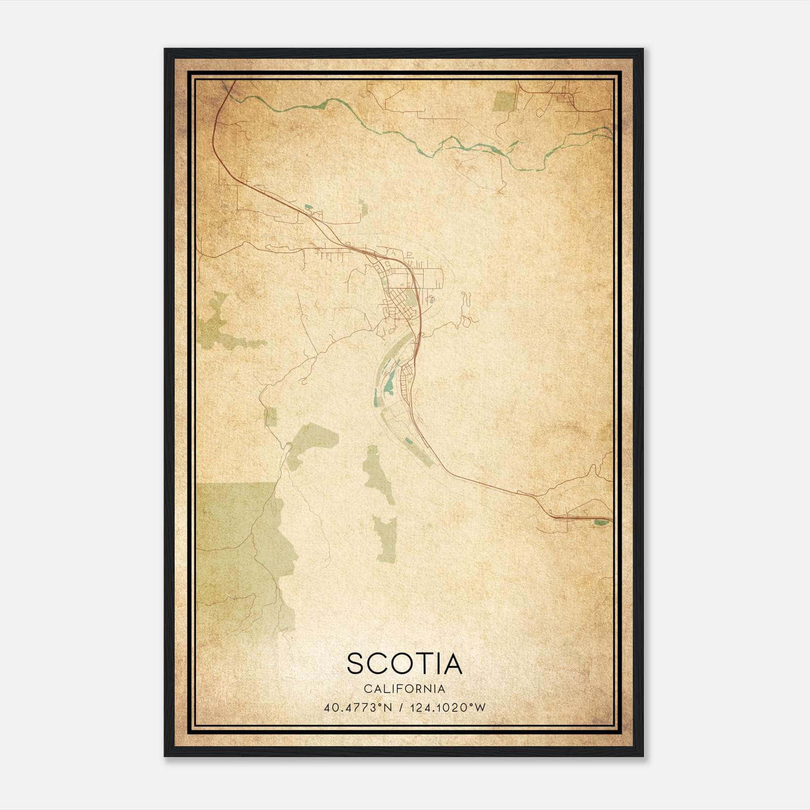 Vintage Scotia California Map Poster, Scotia CA City Road Wall Art Print Vintage Scotia California Map Poster, Scotia CA City Road Wall Art Print