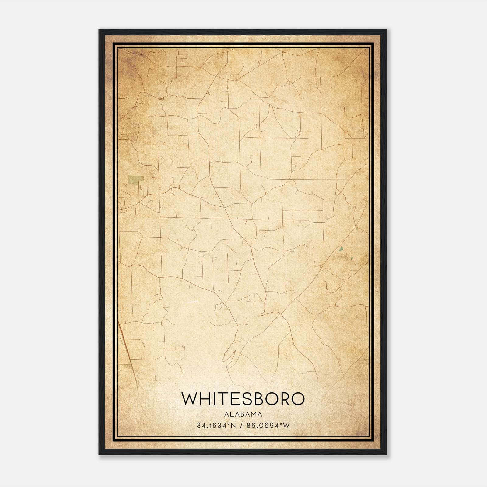 Vintage Whitesboro Alabama Map Poster, Whitesboro AL City Road Wall Art Print Vintage Whitesboro Alabama Map Poster, Whitesboro AL City Road Wall Art Print