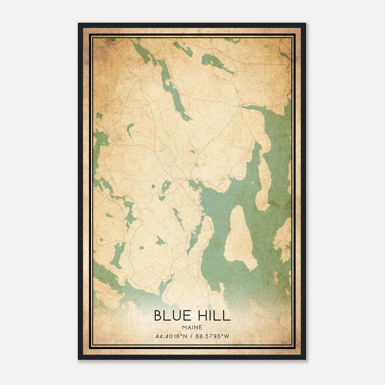 Vintage Blue Hill Maine Map Poster, Blue Hill ME City Road Wall Art Print Vintage Blue Hill Maine Map Poster, Blue Hill ME City Road Wall Art Print