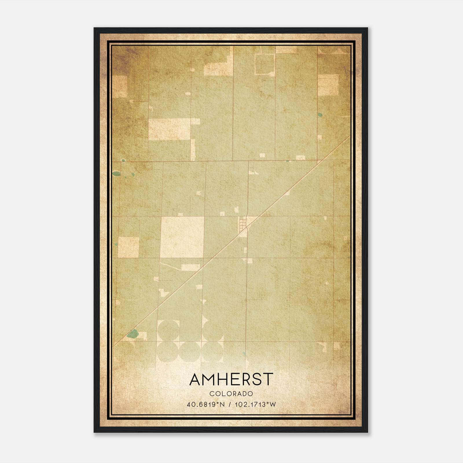 Vintage Amherst Colorado Map Poster, Amherst CO City Road Wall Art Print Vintage Amherst Colorado Map Poster, Amherst CO City Road Wall Art Print