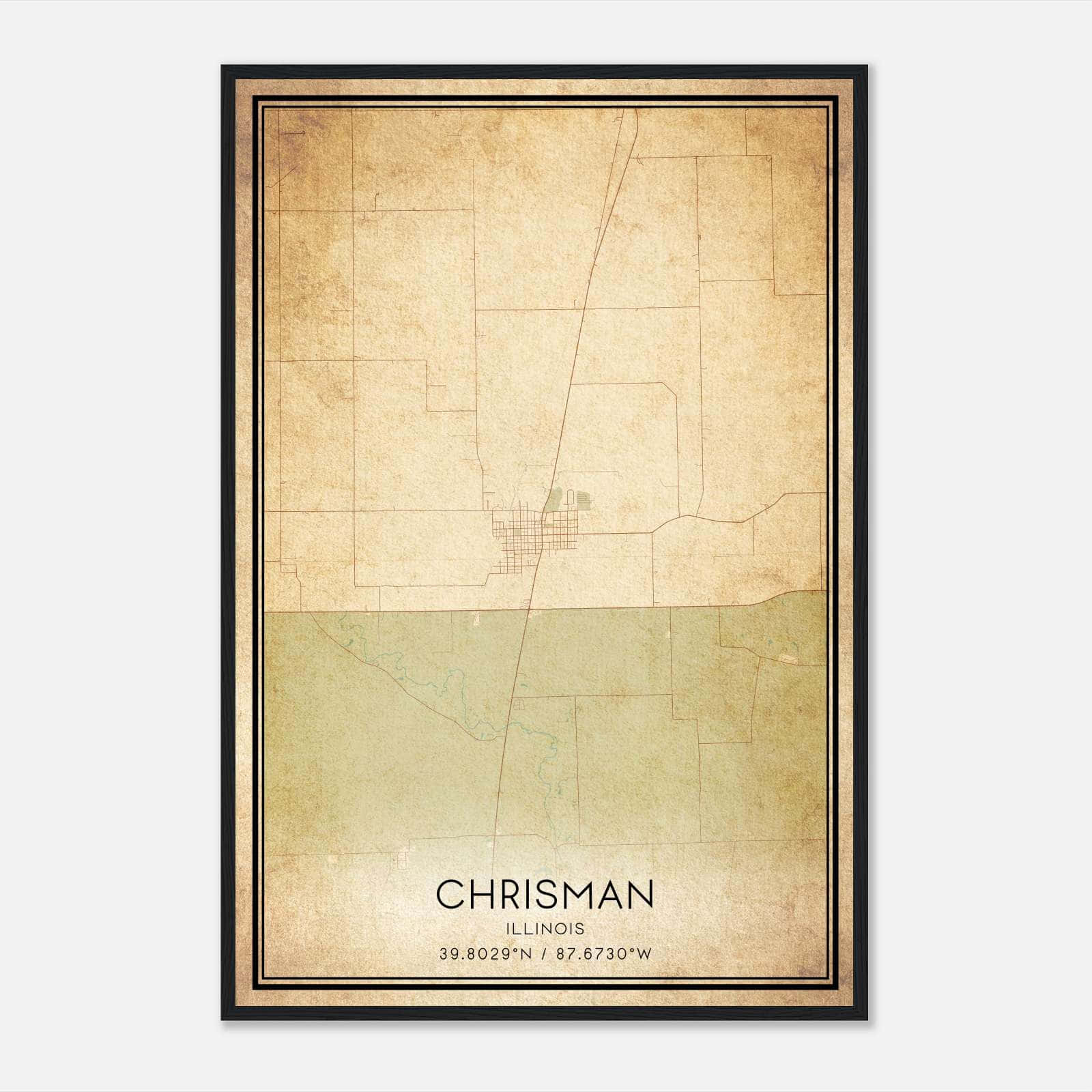 Vintage Chrisman Illinois Map Poster, Chrisman IL City Road Wall Art Print Vintage Chrisman Illinois Map Poster, Chrisman IL City Road Wall Art Print