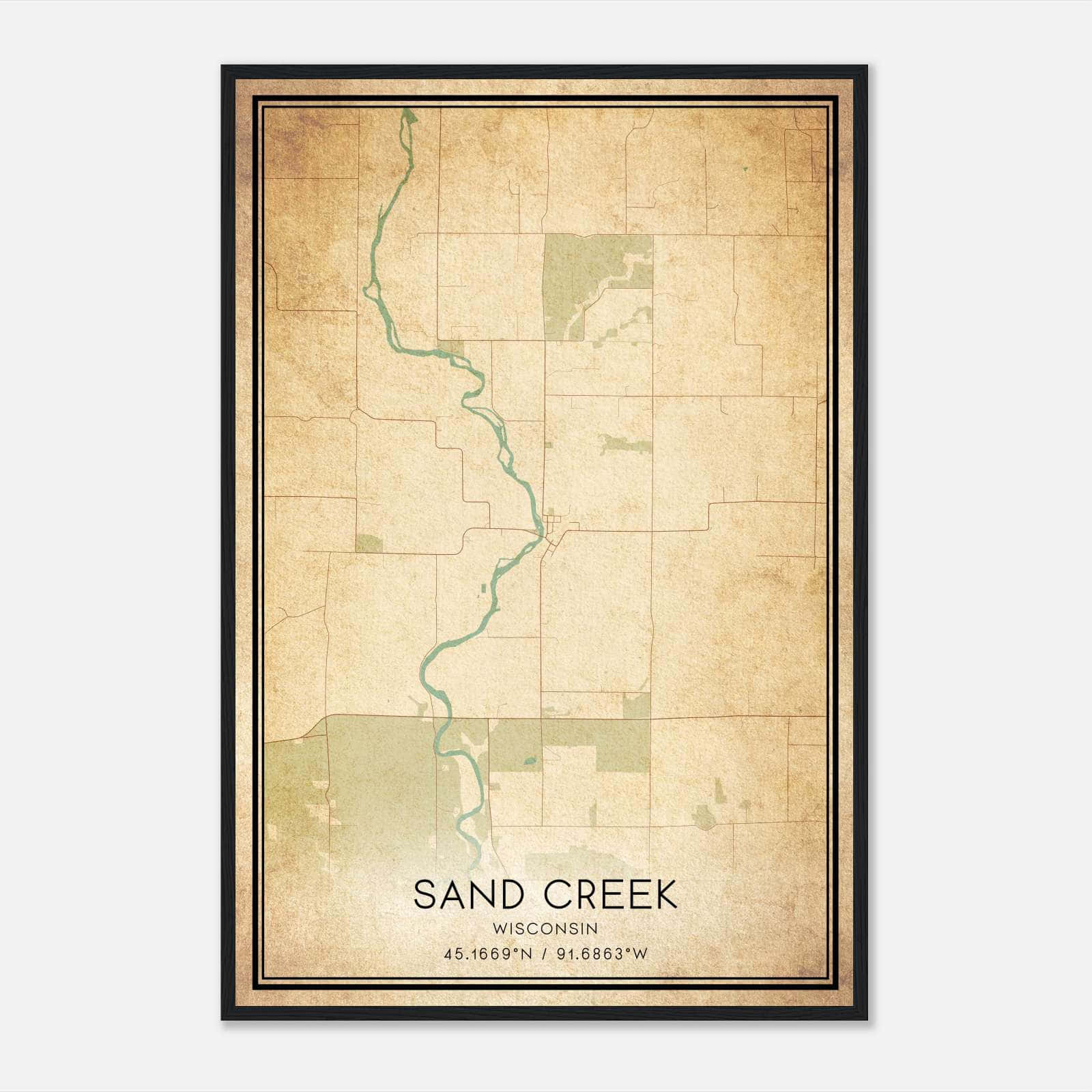 Vintage Sand Creek Wisconsin Map Poster, Sand Creek WI City Road Wall Art Print Vintage Sand Creek Wisconsin Map Poster, Sand Creek WI City Road Wall Art Print