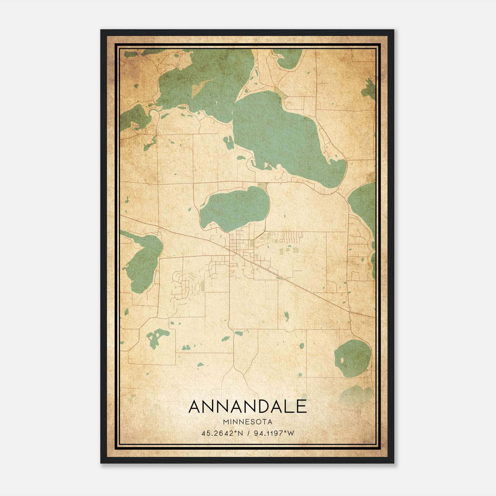 Vintage Annandale Minnesota Map Poster, Annandale MN City Road Wall Art Print Vintage Annandale Minnesota Map Poster, Annandale MN City Road Wall Art Print