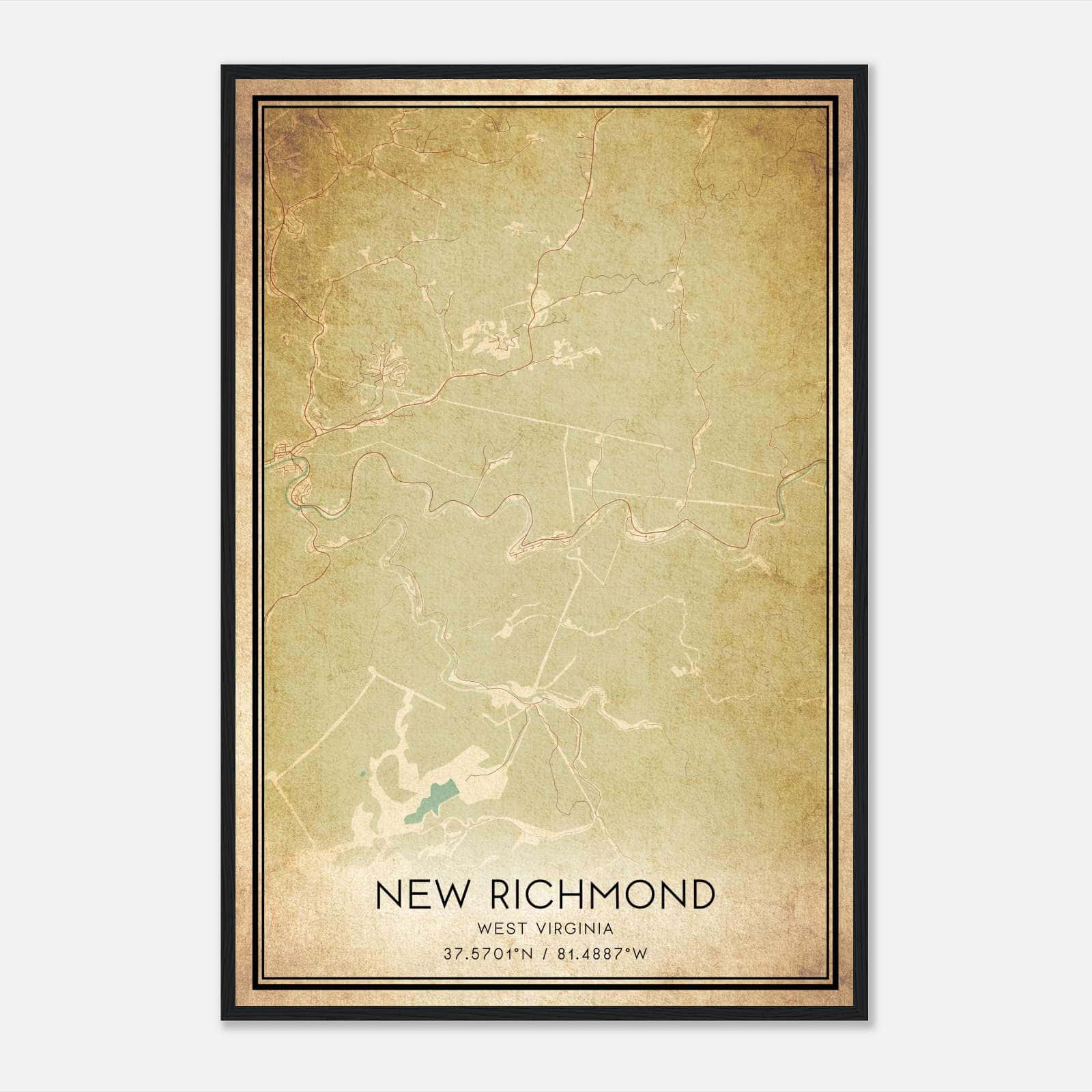 Vintage New Richmond West Virginia Map Poster, New Richmond WV City Road Wall Art Print Vintage New Richmond West Virginia Map Poster, New Richmond WV City Road Wall Art Print