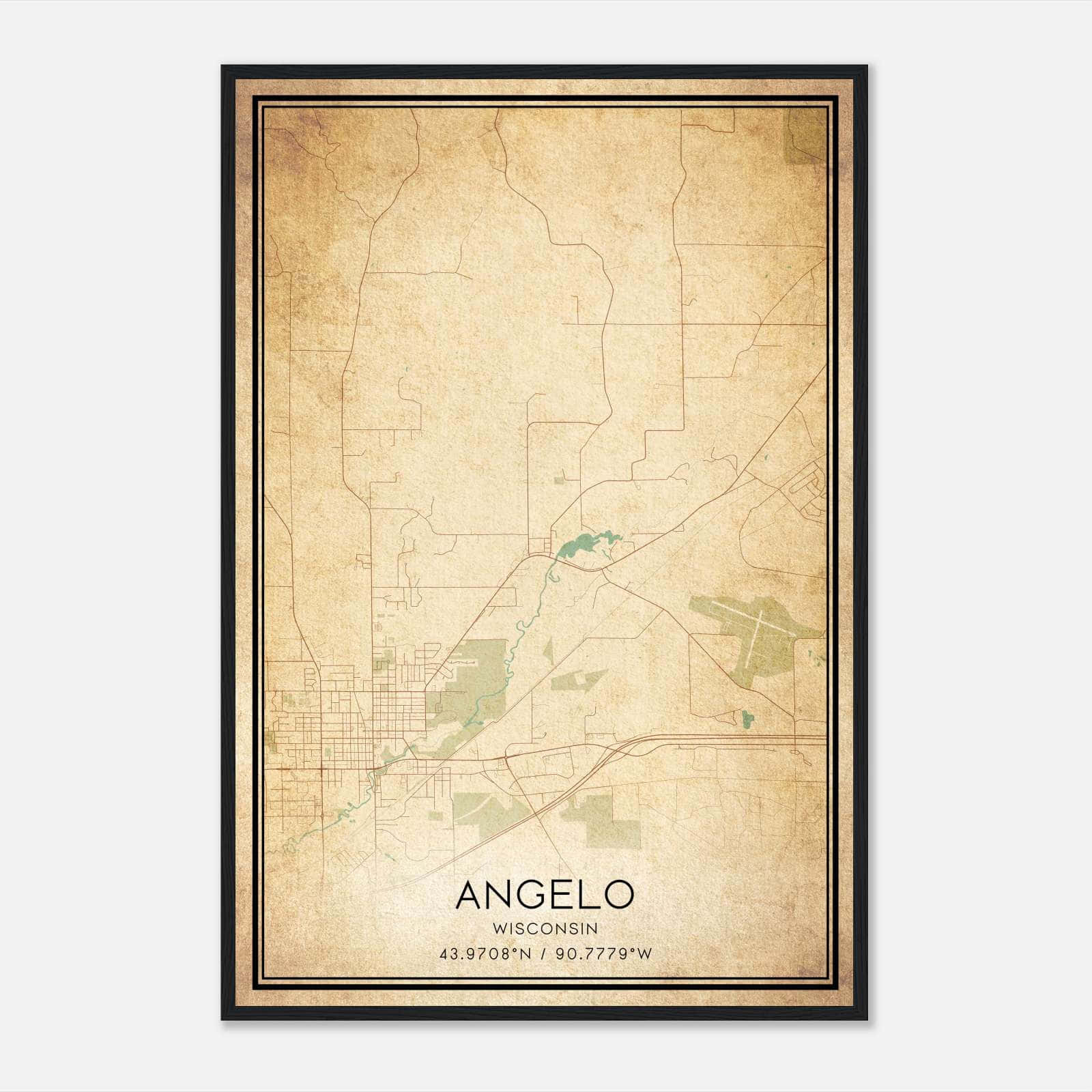Vintage Angelo Wisconsin Map Poster, Angelo WI City Road Wall Art Print Vintage Angelo Wisconsin Map Poster, Angelo WI City Road Wall Art Print