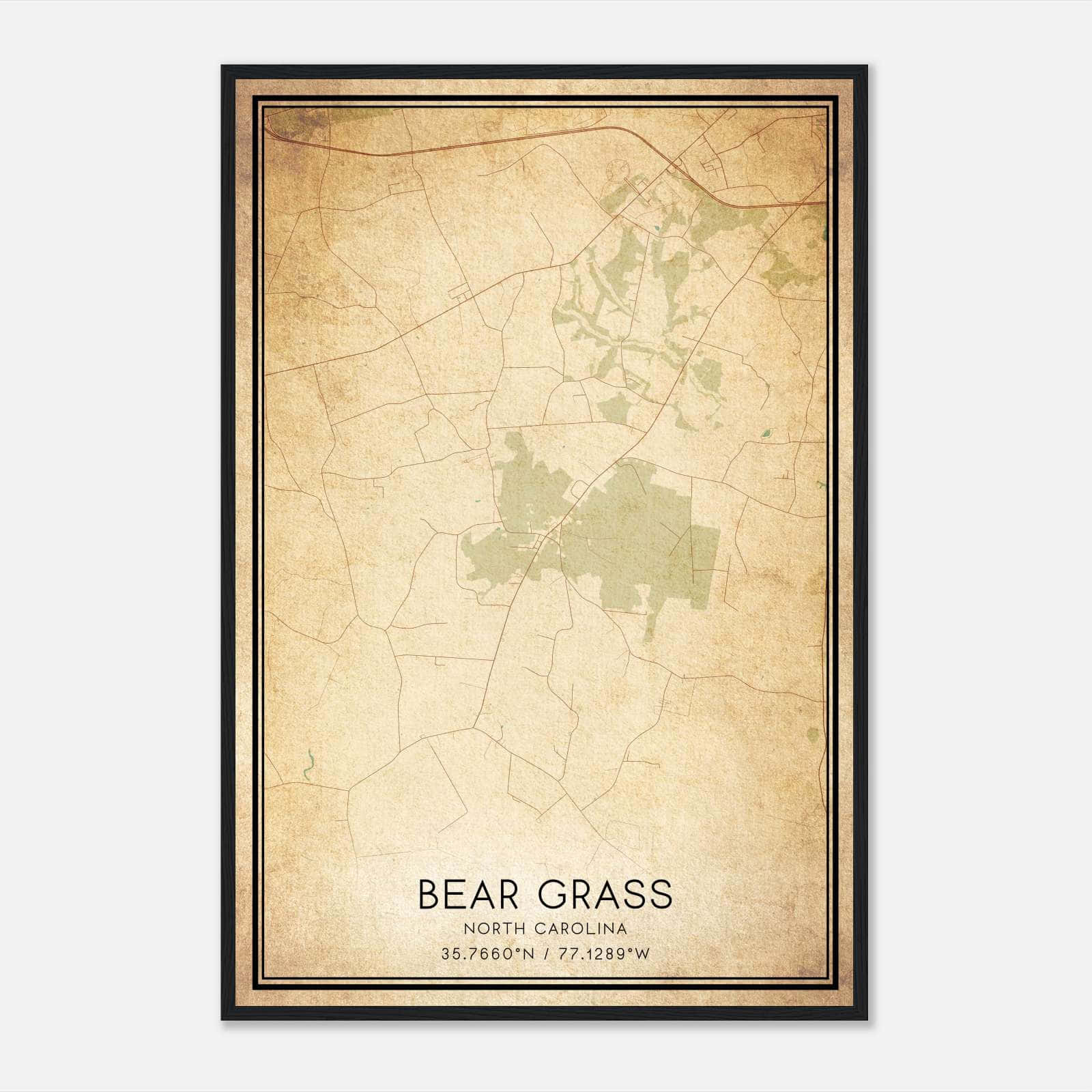 Vintage Bear Grass North Carolina Map Poster, Bear Grass NC City Road Wall Art Print Vintage Bear Grass North Carolina Map Poster, Bear Grass NC City Road Wall Art Print