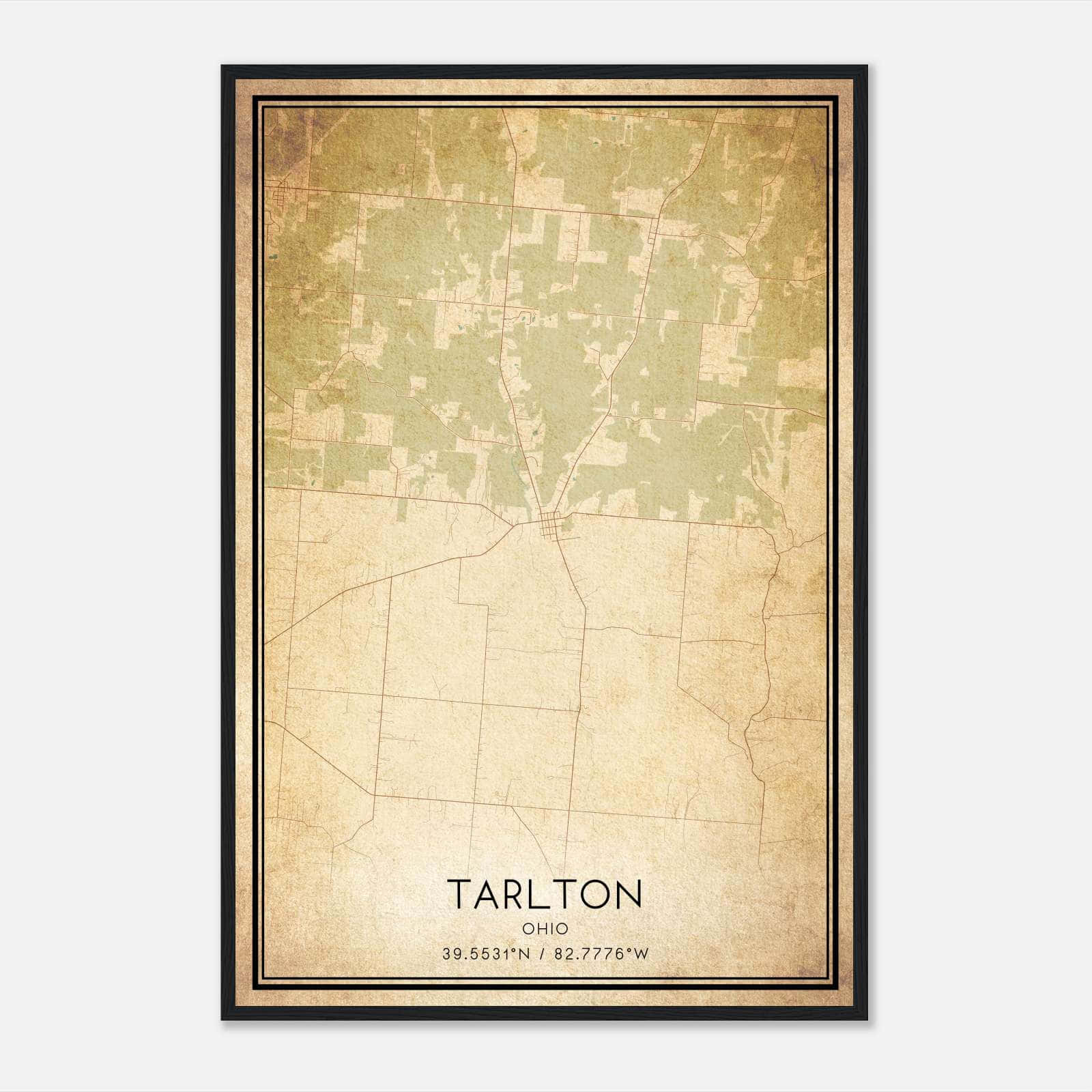 Vintage Tarlton Ohio Map Poster, Tarlton OH City Road Wall Art Print Vintage Tarlton Ohio Map Poster, Tarlton OH City Road Wall Art Print