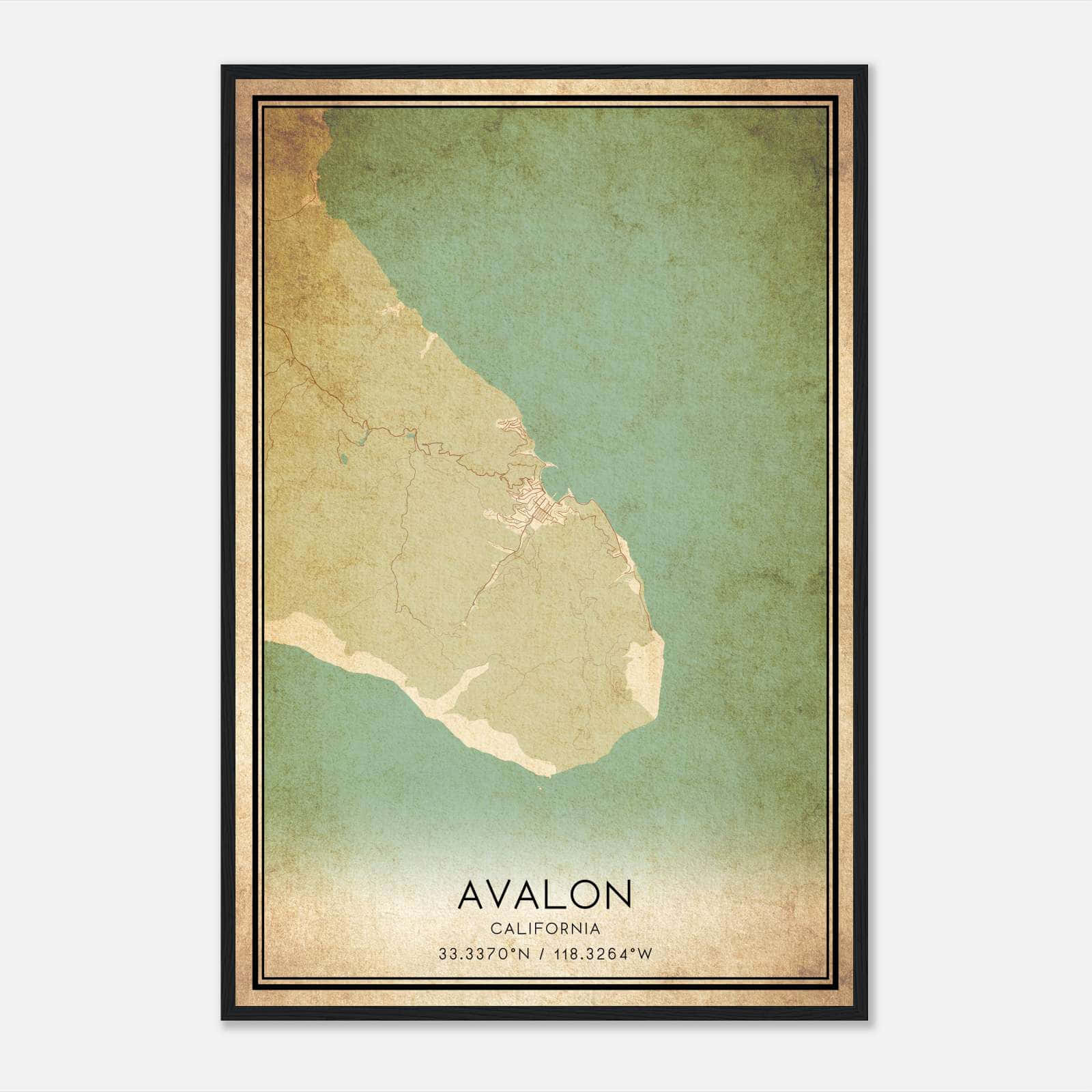 Vintage Avalon California Map Poster, Avalon CA City Road Wall Art Print Vintage Avalon California Map Poster, Avalon CA City Road Wall Art Print