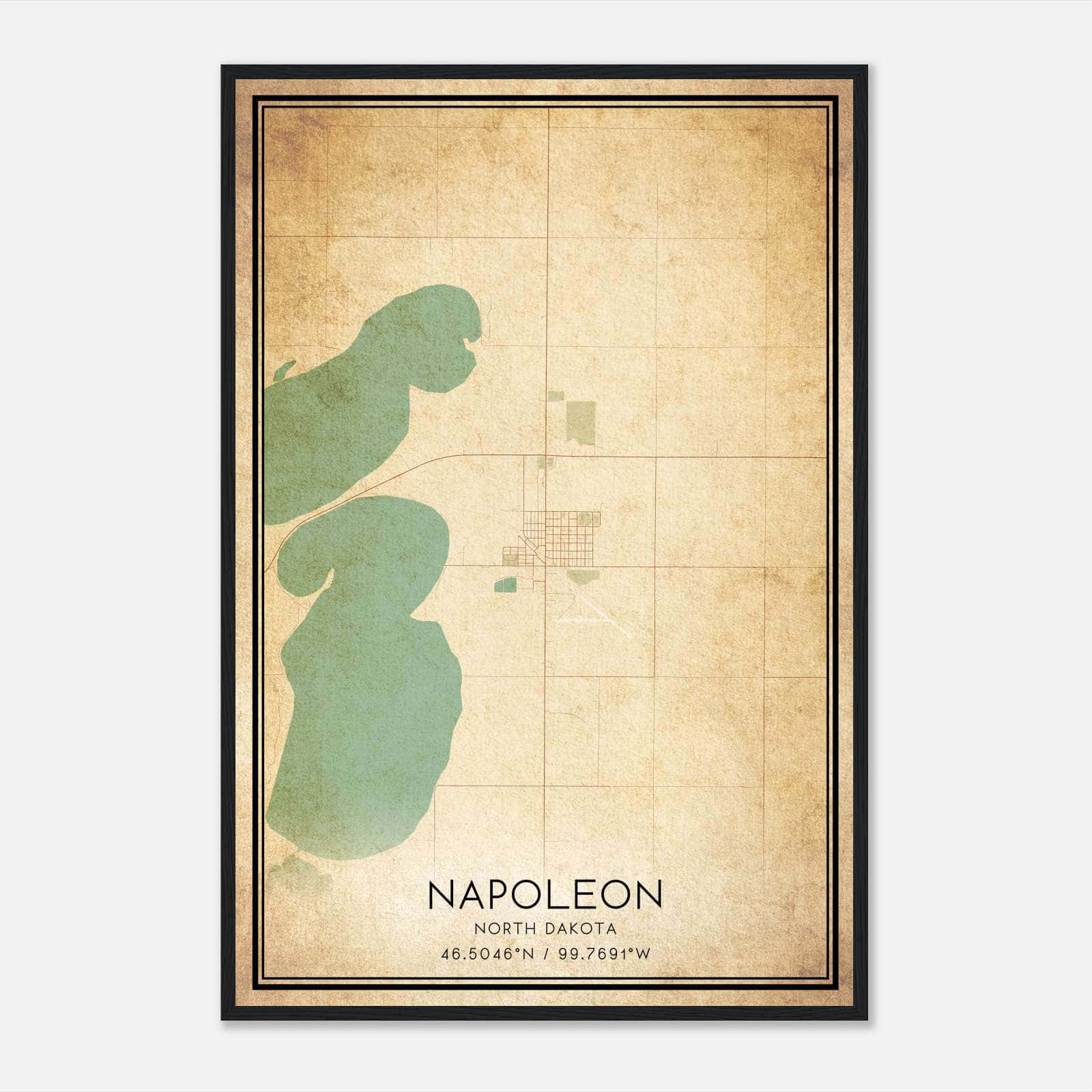 Vintage Napoleon North Dakota Map Poster, Napoleon ND City Road Wall Art Print Vintage Napoleon North Dakota Map Poster, Napoleon ND City Road Wall Art Print