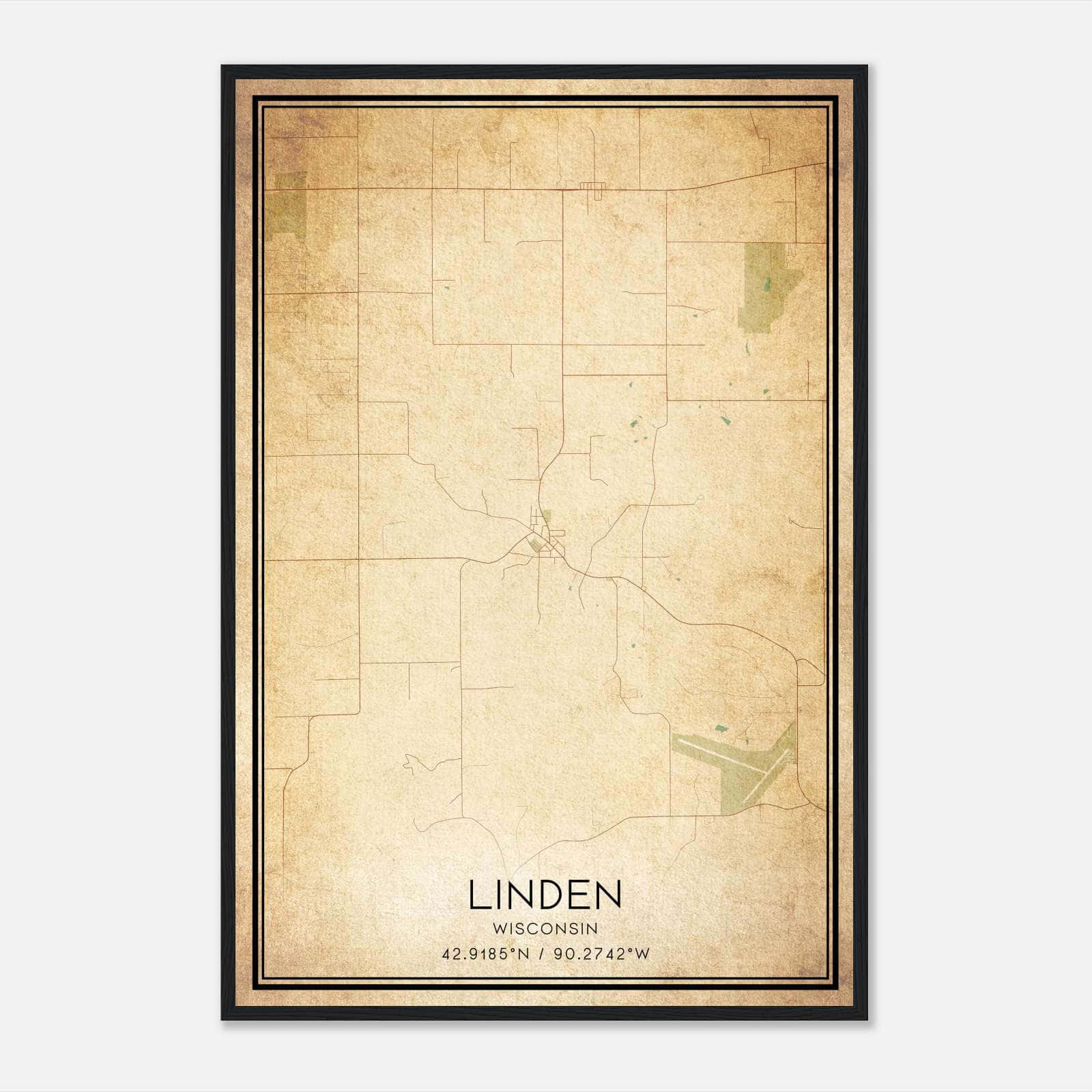 Vintage Linden Wisconsin Map Poster, Linden WI City Road Wall Art Print Vintage Linden Wisconsin Map Poster, Linden WI City Road Wall Art Print