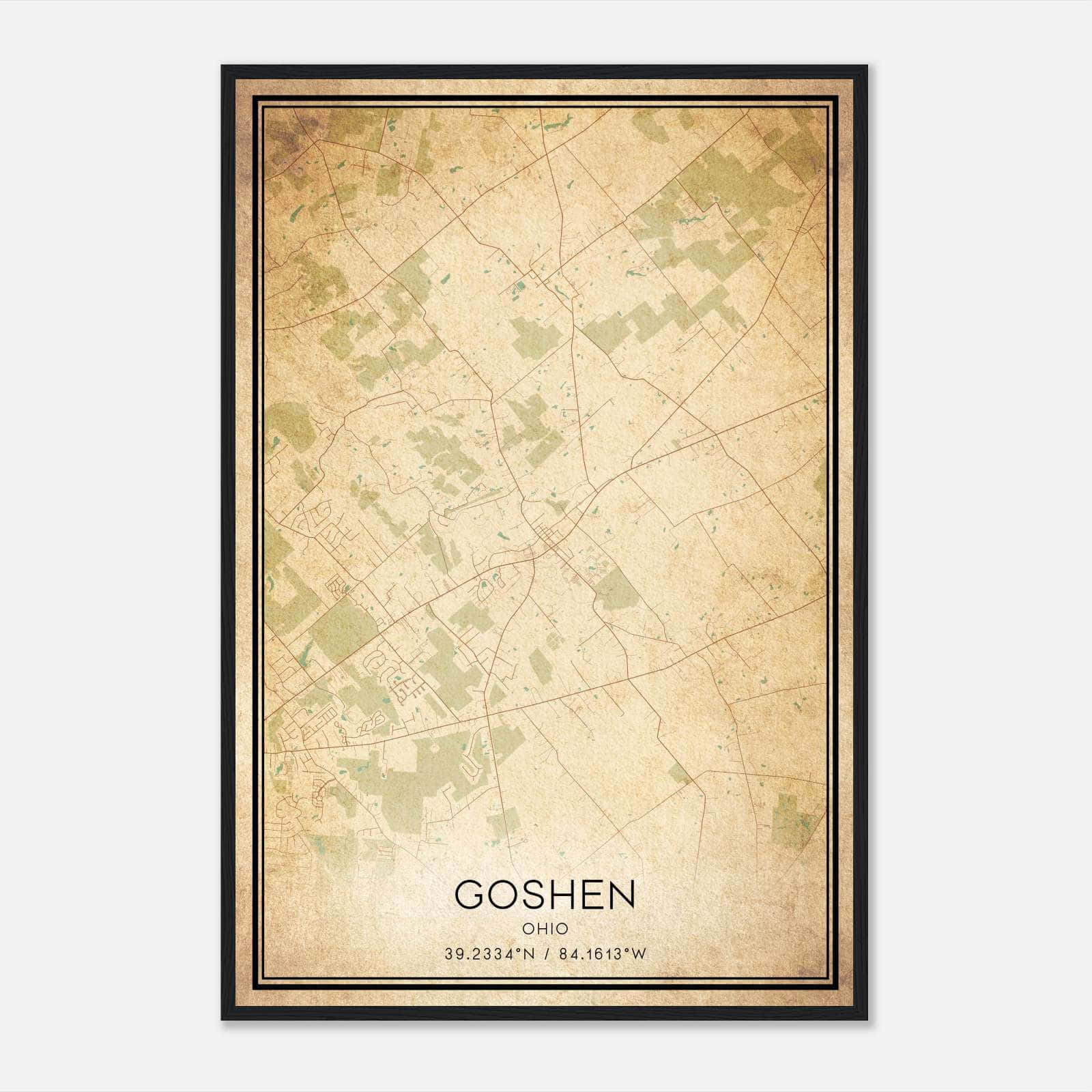 Vintage Goshen Ohio Map Poster, Goshen OH City Road Wall Art Print Vintage Goshen Ohio Map Poster, Goshen OH City Road Wall Art Print