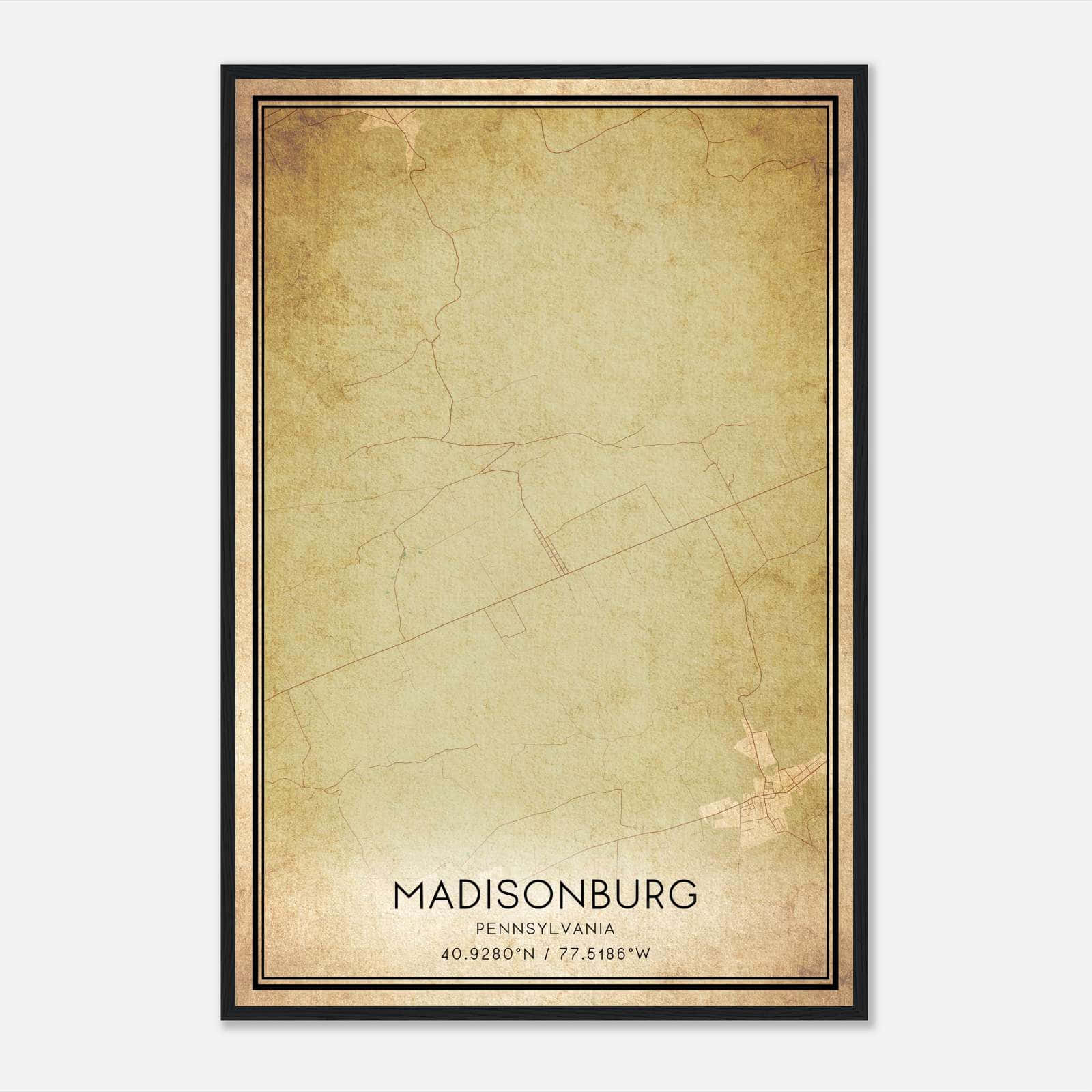 Vintage Madisonburg Pennsylvania Map Poster, Madisonburg PA City Road Wall Art Print Vintage Madisonburg Pennsylvania Map Poster, Madisonburg PA City Road Wall Art Print
