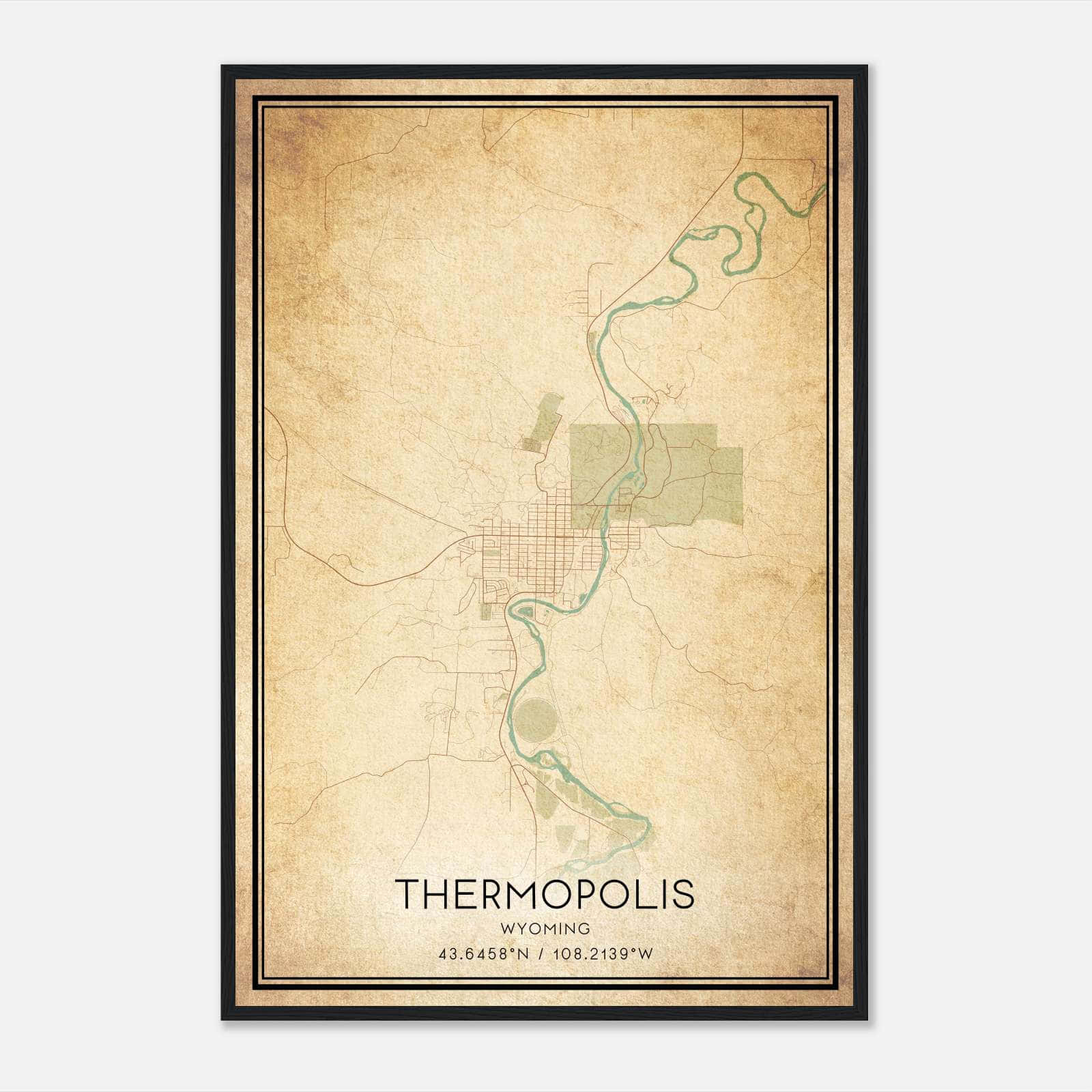 Vintage Thermopolis Wyoming Map Poster, Thermopolis WY City Road Wall Art Print Vintage Thermopolis Wyoming Map Poster, Thermopolis WY City Road Wall Art Print