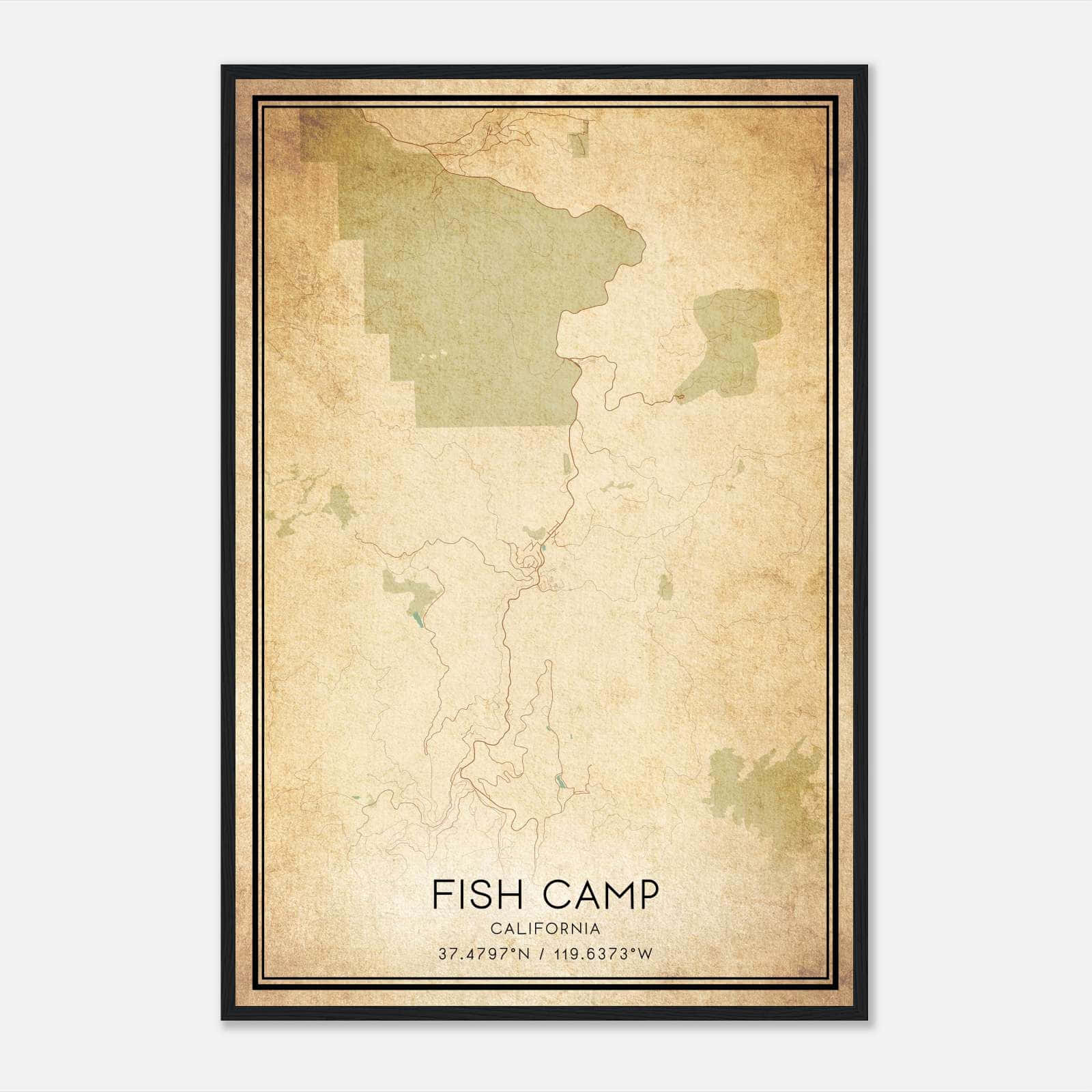 Vintage Fish Camp California Map Poster, Fish Camp CA City Road Wall Art Print Vintage Fish Camp California Map Poster, Fish Camp CA City Road Wall Art Print