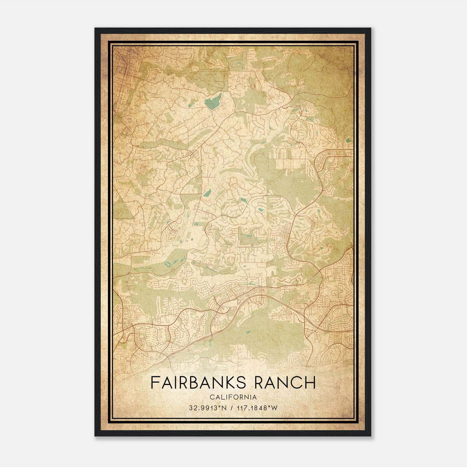 Vintage Fairbanks Ranch California Map Poster, Fairbanks Ranch CA City Road Wall Art Print Vintage Fairbanks Ranch California Map Poster, Fairbanks Ranch CA City Road Wall Art Print