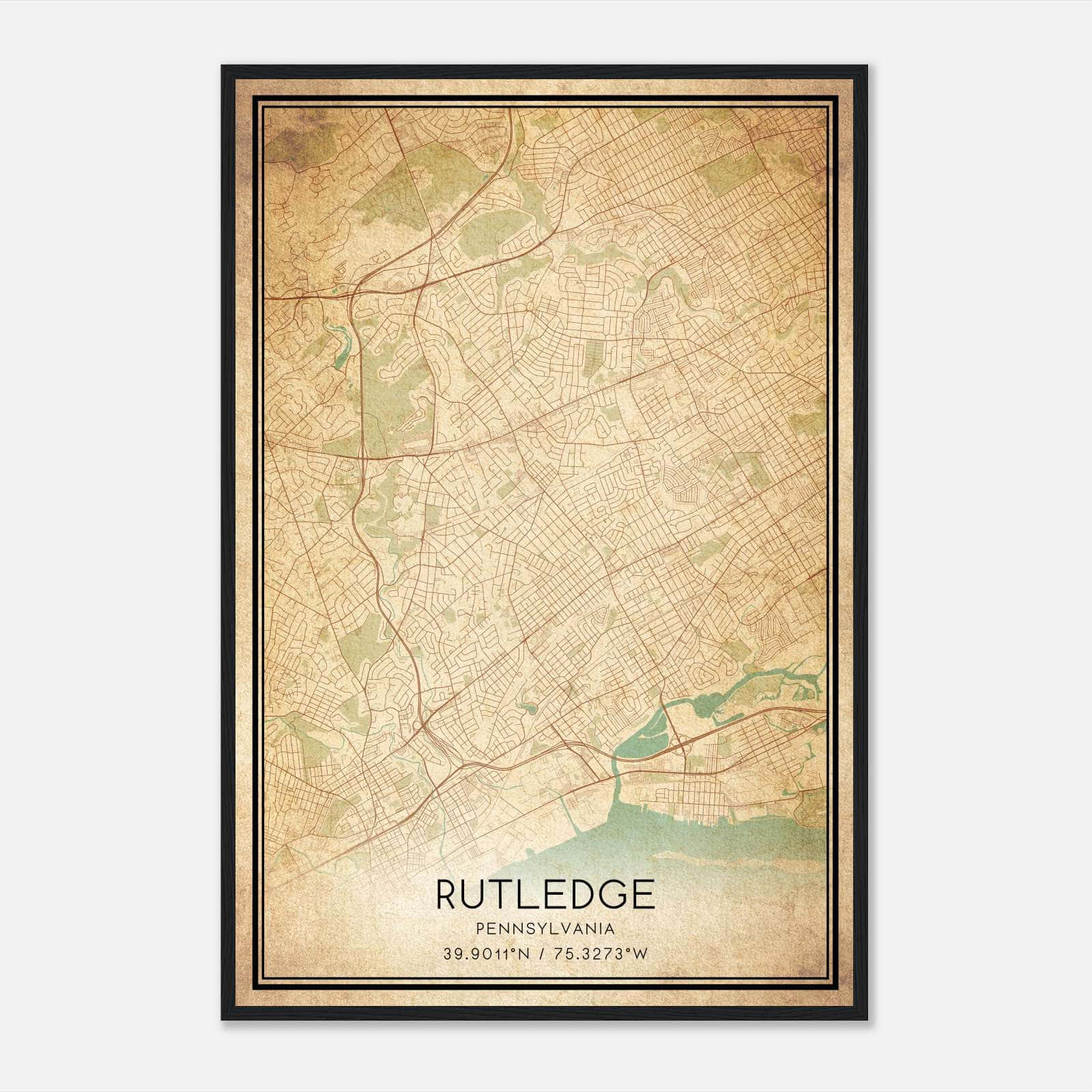 Vintage Rutledge Pennsylvania Map Poster, Rutledge PA City Road Wall Art Print Vintage Rutledge Pennsylvania Map Poster, Rutledge PA City Road Wall Art Print