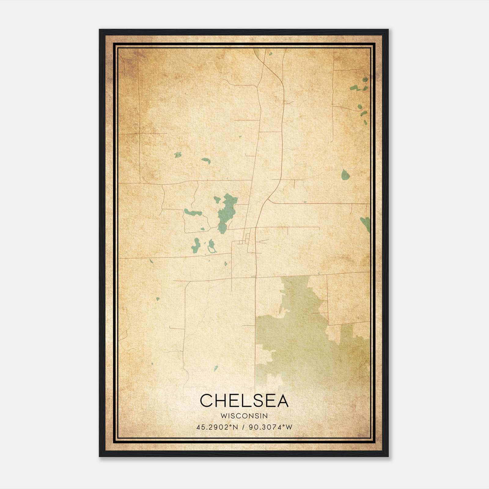 Vintage Chelsea Wisconsin Map Poster, Chelsea WI City Road Wall Art Print Vintage Chelsea Wisconsin Map Poster, Chelsea WI City Road Wall Art Print
