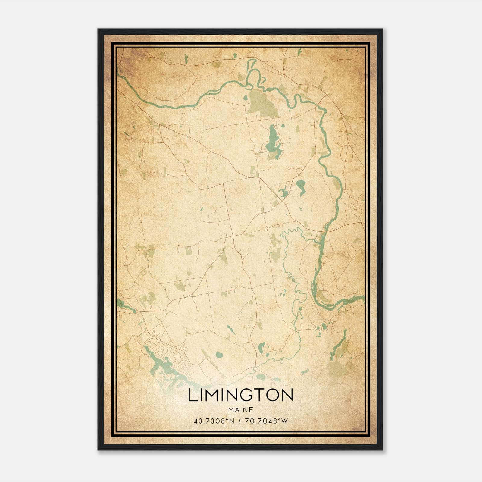 Vintage Limington Maine Map Poster, Limington ME City Road Wall Art Print Vintage Limington Maine Map Poster, Limington ME City Road Wall Art Print
