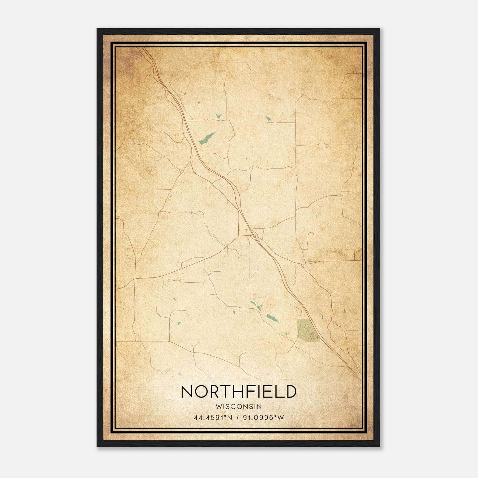 Vintage Northfield Wisconsin Map Poster, Northfield WI City Road Wall Art Print Vintage Northfield Wisconsin Map Poster, Northfield WI City Road Wall Art Print