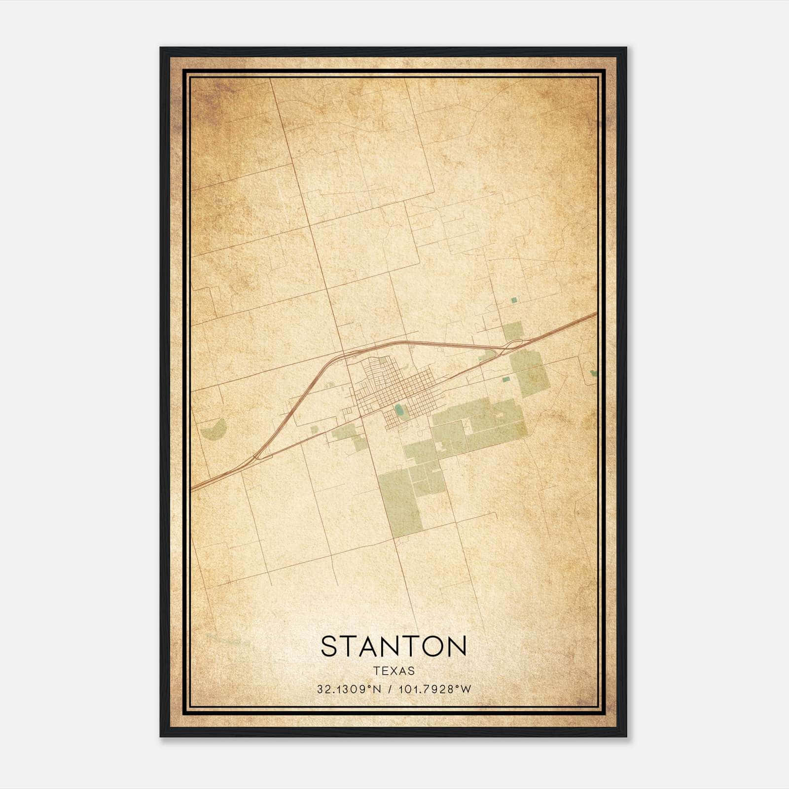 Vintage Stanton Texas Map Poster, Stanton TX City Road Wall Art Print Vintage Stanton Texas Map Poster, Stanton TX City Road Wall Art Print