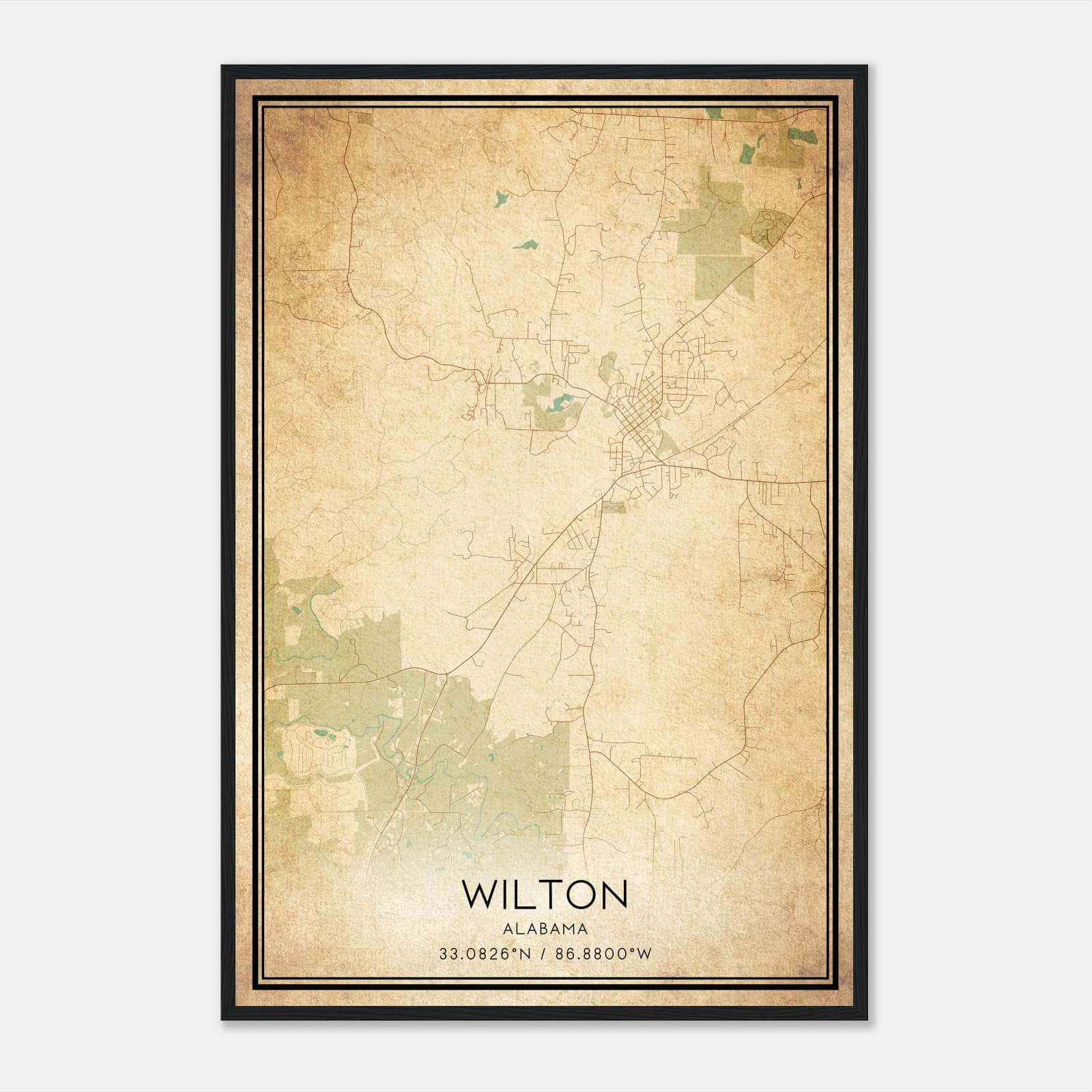 Vintage Wilton Alabama Map Poster, Wilton AL City Road Wall Art Print Vintage Wilton Alabama Map Poster, Wilton AL City Road Wall Art Print