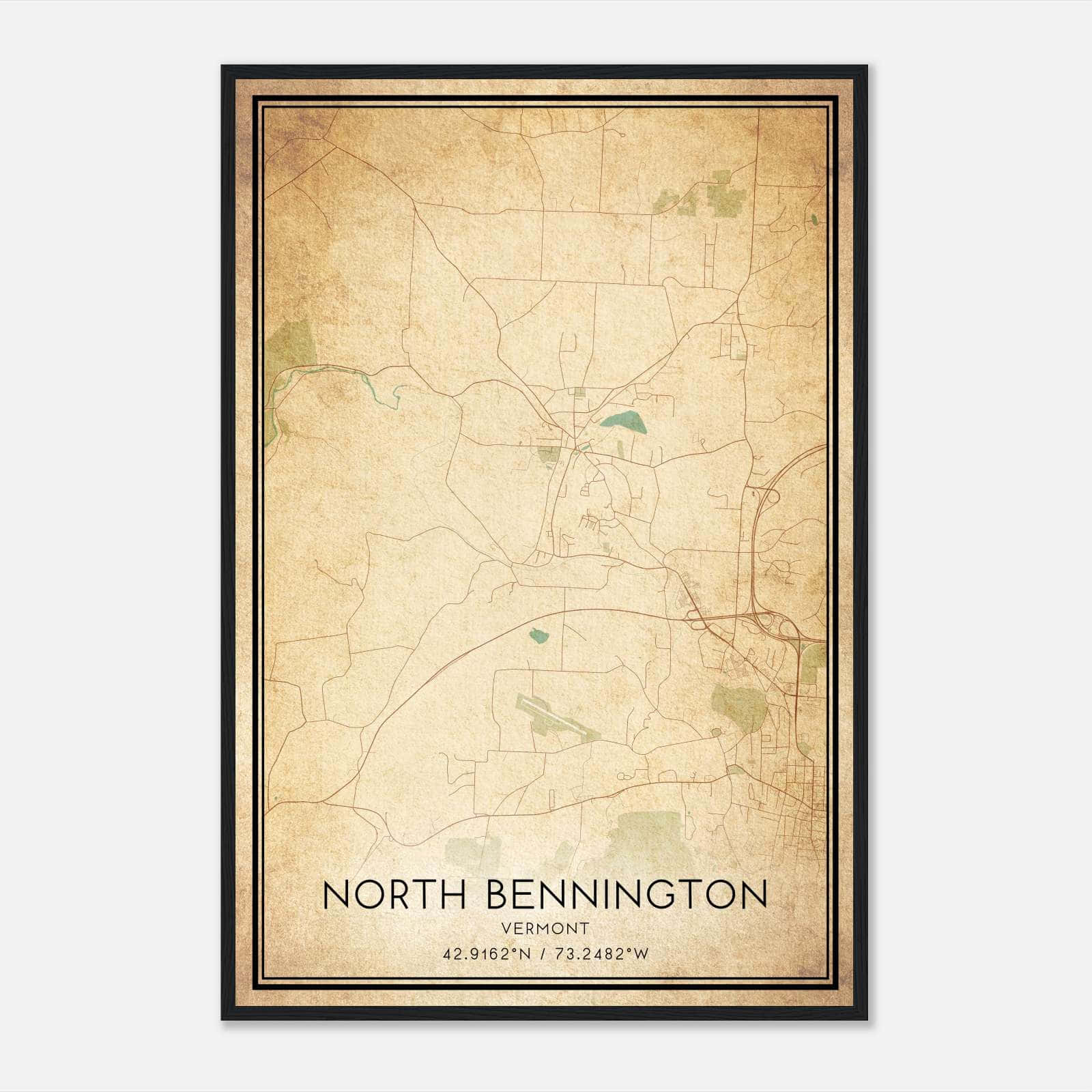 Vintage North Bennington Vermont Map Poster, North Bennington VT City Road Wall Art Print Vintage North Bennington Vermont Map Poster, North Bennington VT City Road Wall Art Print