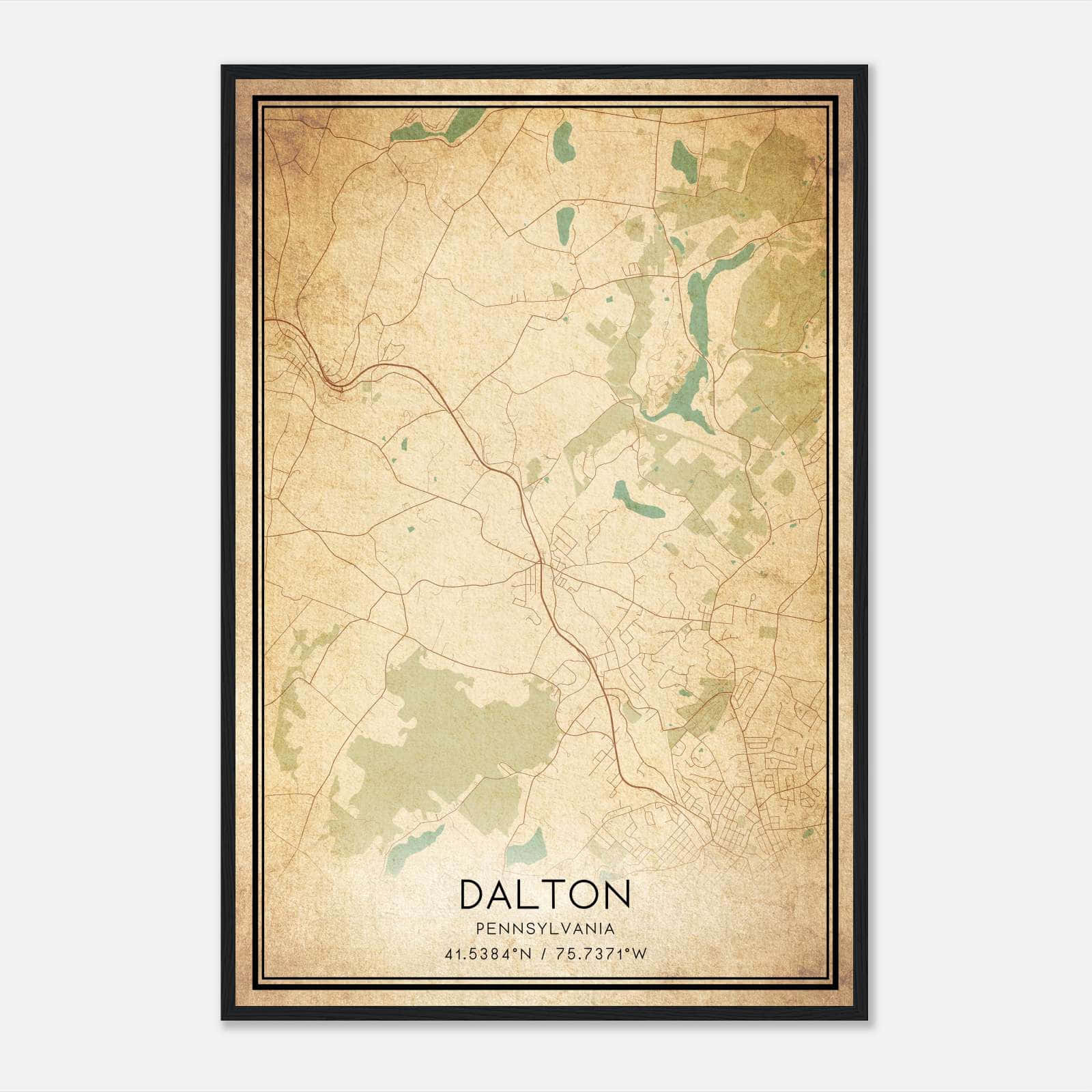 Vintage Dalton Pennsylvania Map Poster, Dalton PA City Road Wall Art Print Vintage Dalton Pennsylvania Map Poster, Dalton PA City Road Wall Art Print