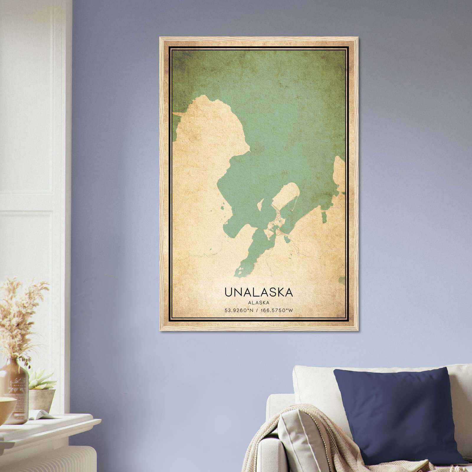 Vintage Unalaska Alaska Map Poster, Unalaska AK City Road Wall Art Print