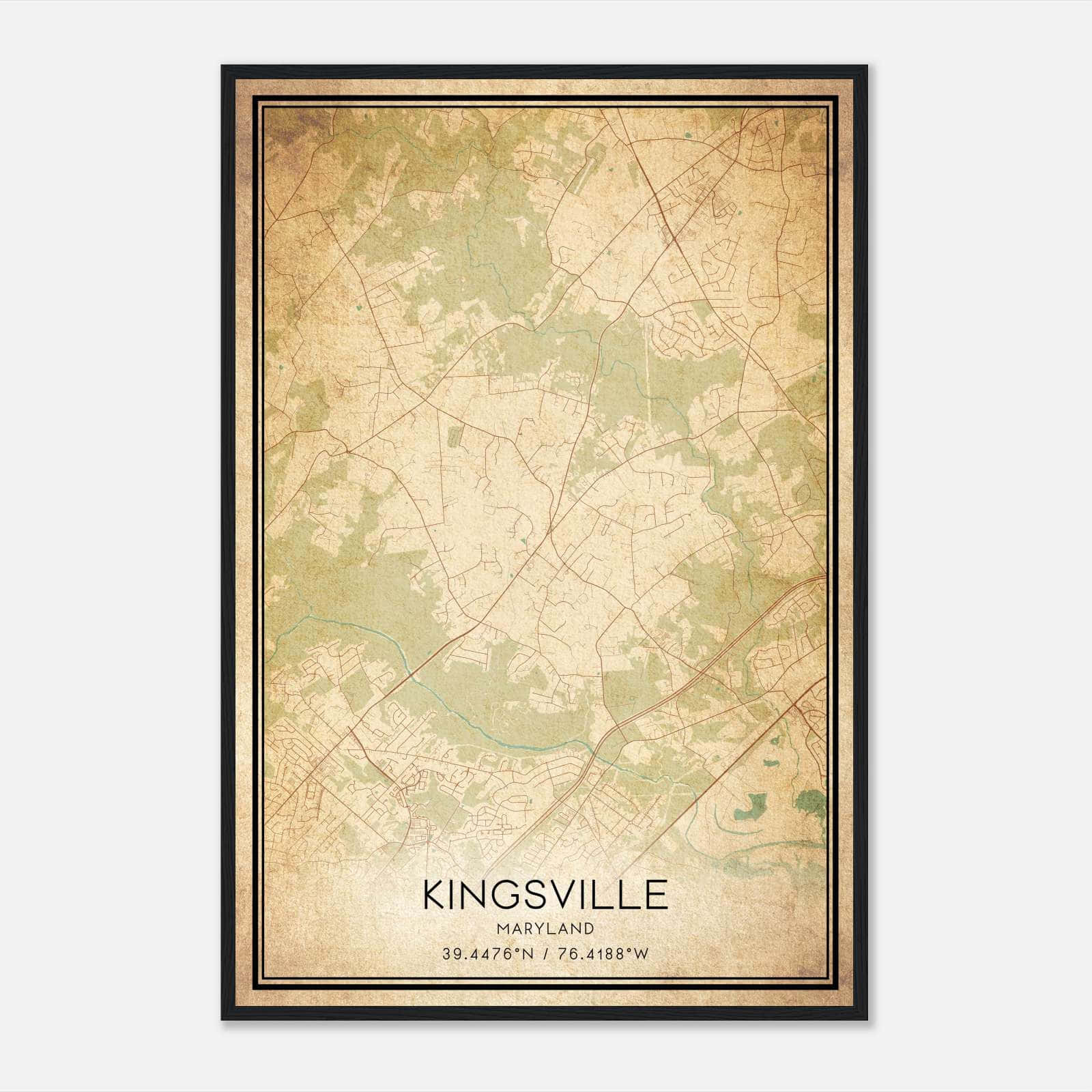 Vintage Kingsville Maryland Map Poster, Kingsville MD City Road Wall Art Print Vintage Kingsville Maryland Map Poster, Kingsville MD City Road Wall Art Print