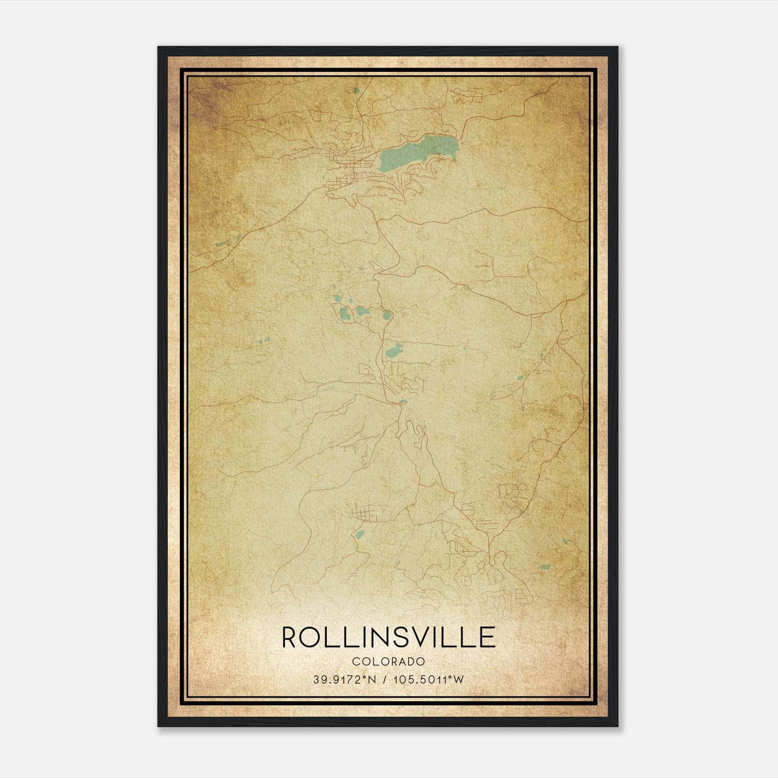 Vintage Rollinsville Colorado Map Poster, Rollinsville CO City Road Wall Art Print Vintage Rollinsville Colorado Map Poster, Rollinsville CO City Road Wall Art Print