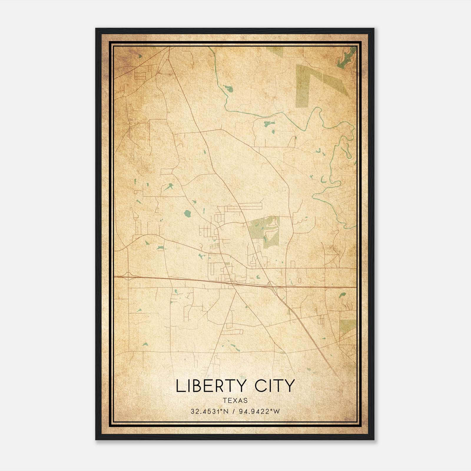 Vintage Liberty City Texas Map Poster, Liberty City TX City Road Wall Art Print Vintage Liberty City Texas Map Poster, Liberty City TX City Road Wall Art Print