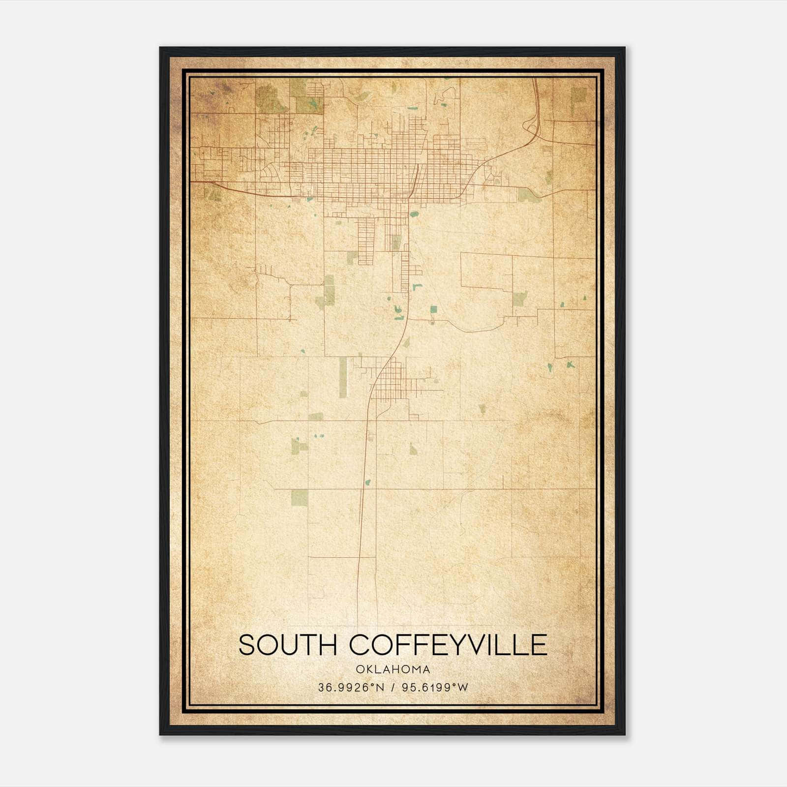 Vintage South Coffeyville Oklahoma Map Poster, South Coffeyville OK City Road Wall Art Print Vintage South Coffeyville Oklahoma Map Poster, South Coffeyville OK City Road Wall Art Print