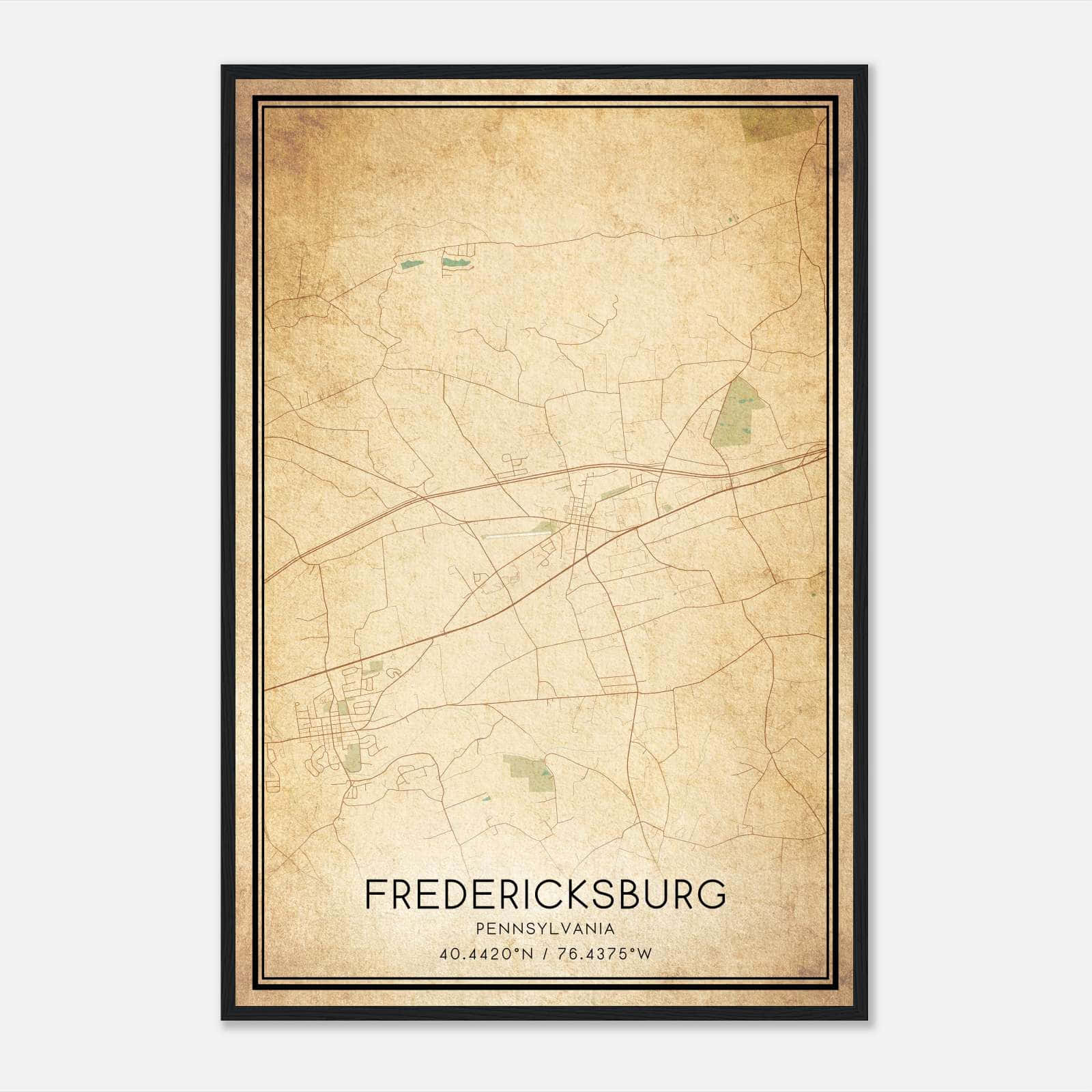 Vintage Fredericksburg Pennsylvania Map Poster, Fredericksburg PA City Road Wall Art Print Vintage Fredericksburg Pennsylvania Map Poster, Fredericksburg PA City Road Wall Art Print