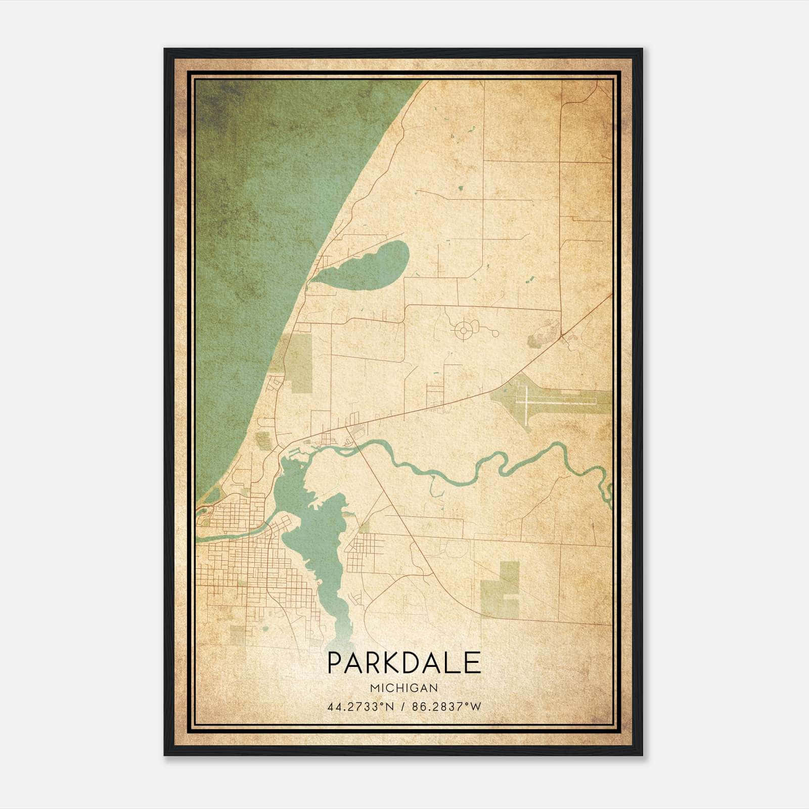 Vintage Parkdale Michigan Map Poster, Parkdale MI City Road Wall Art Print Vintage Parkdale Michigan Map Poster, Parkdale MI City Road Wall Art Print