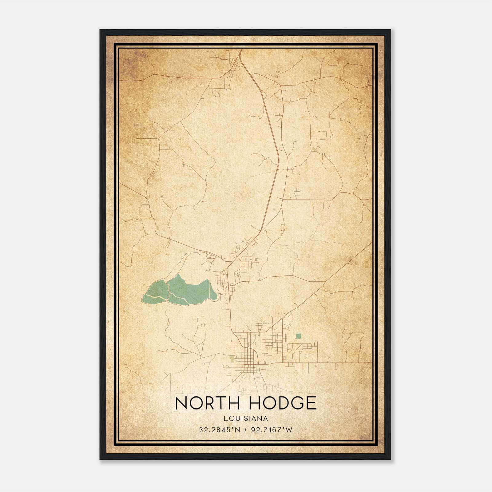 Vintage North Hodge Louisiana Map Poster, North Hodge LA City Road Wall Art Print Vintage North Hodge Louisiana Map Poster, North Hodge LA City Road Wall Art Print