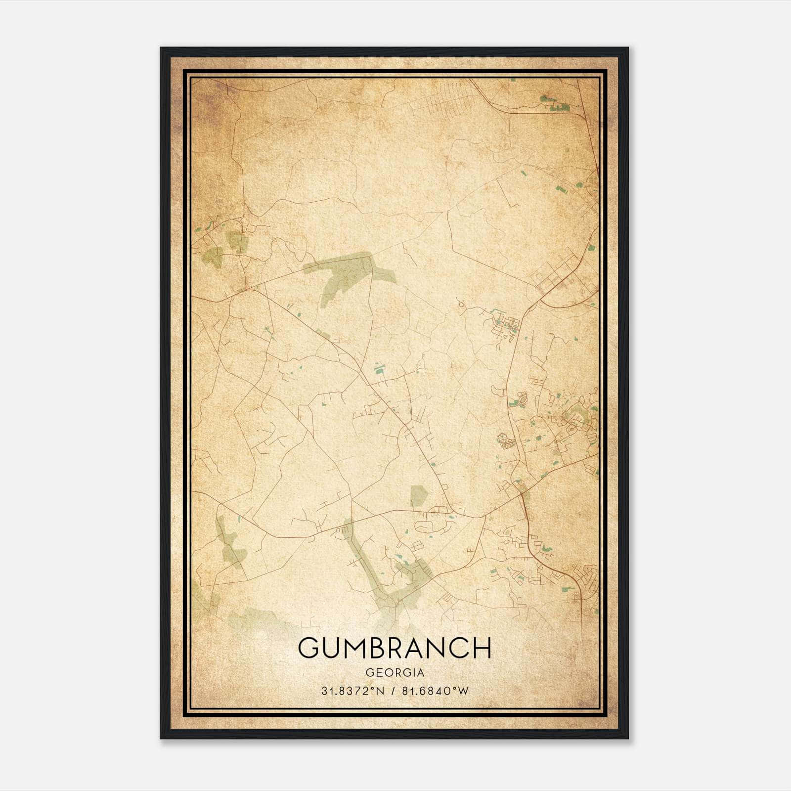 Vintage Gumbranch Georgia Map Poster, Gumbranch GA City Road Wall Art Print Vintage Gumbranch Georgia Map Poster, Gumbranch GA City Road Wall Art Print
