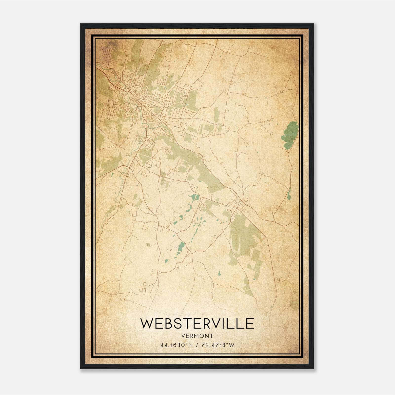 Vintage Websterville Vermont Map Poster, Websterville VT City Road Wall Art Print Vintage Websterville Vermont Map Poster, Websterville VT City Road Wall Art Print