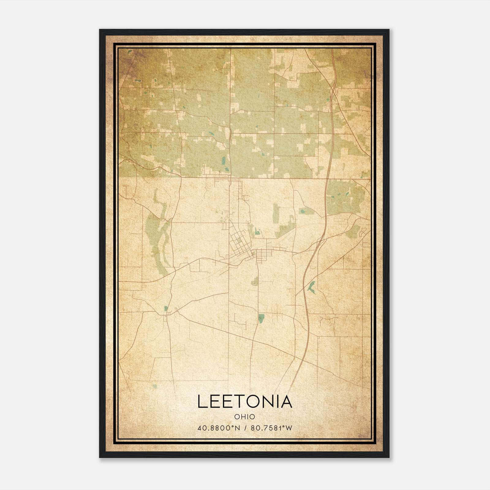 Vintage Leetonia Ohio Map Poster, Leetonia OH City Road Wall Art Print Vintage Leetonia Ohio Map Poster, Leetonia OH City Road Wall Art Print