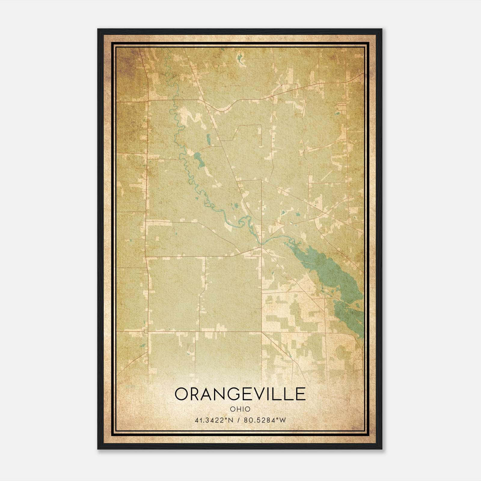 Vintage Orangeville Ohio Map Poster, Orangeville OH City Road Wall Art Print Vintage Orangeville Ohio Map Poster, Orangeville OH City Road Wall Art Print