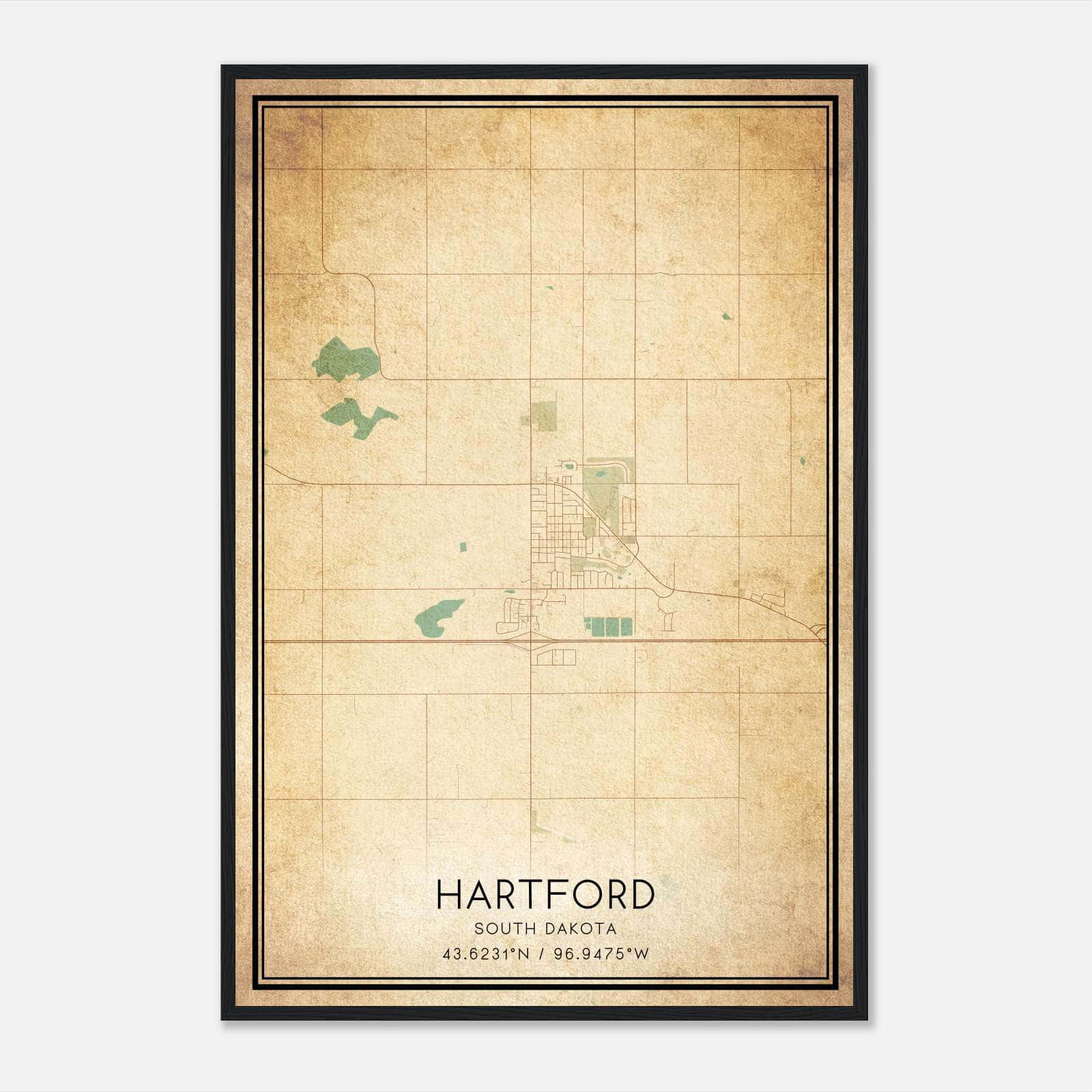 Vintage Hartford South Dakota Map Poster, Hartford SD City Road Wall Art Print Vintage Hartford South Dakota Map Poster, Hartford SD City Road Wall Art Print
