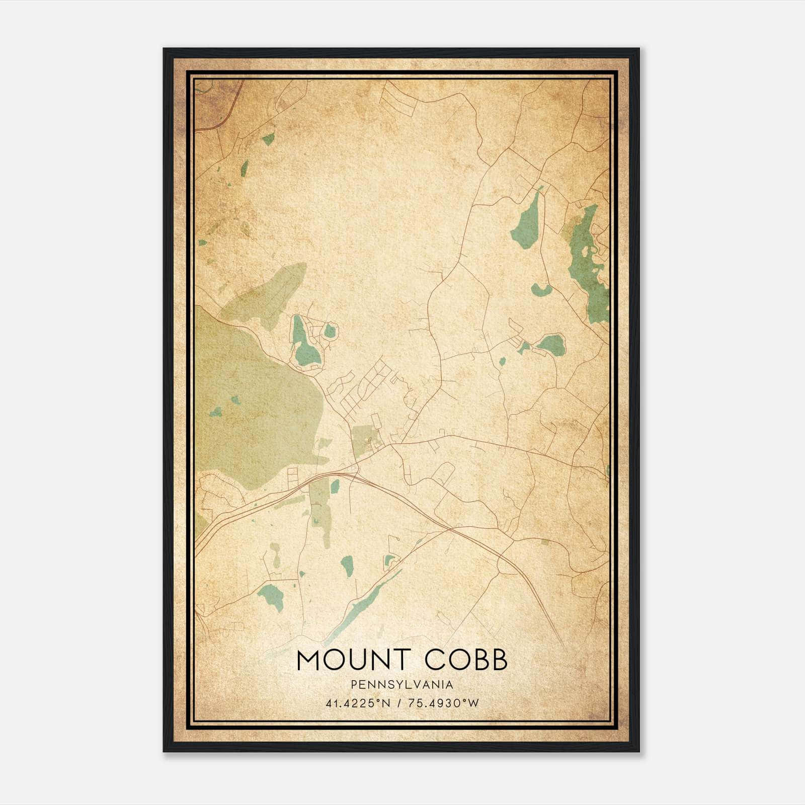 Vintage Mount Cobb Pennsylvania Map Poster, Mount Cobb PA City Road Wall Art Print Vintage Mount Cobb Pennsylvania Map Poster, Mount Cobb PA City Road Wall Art Print