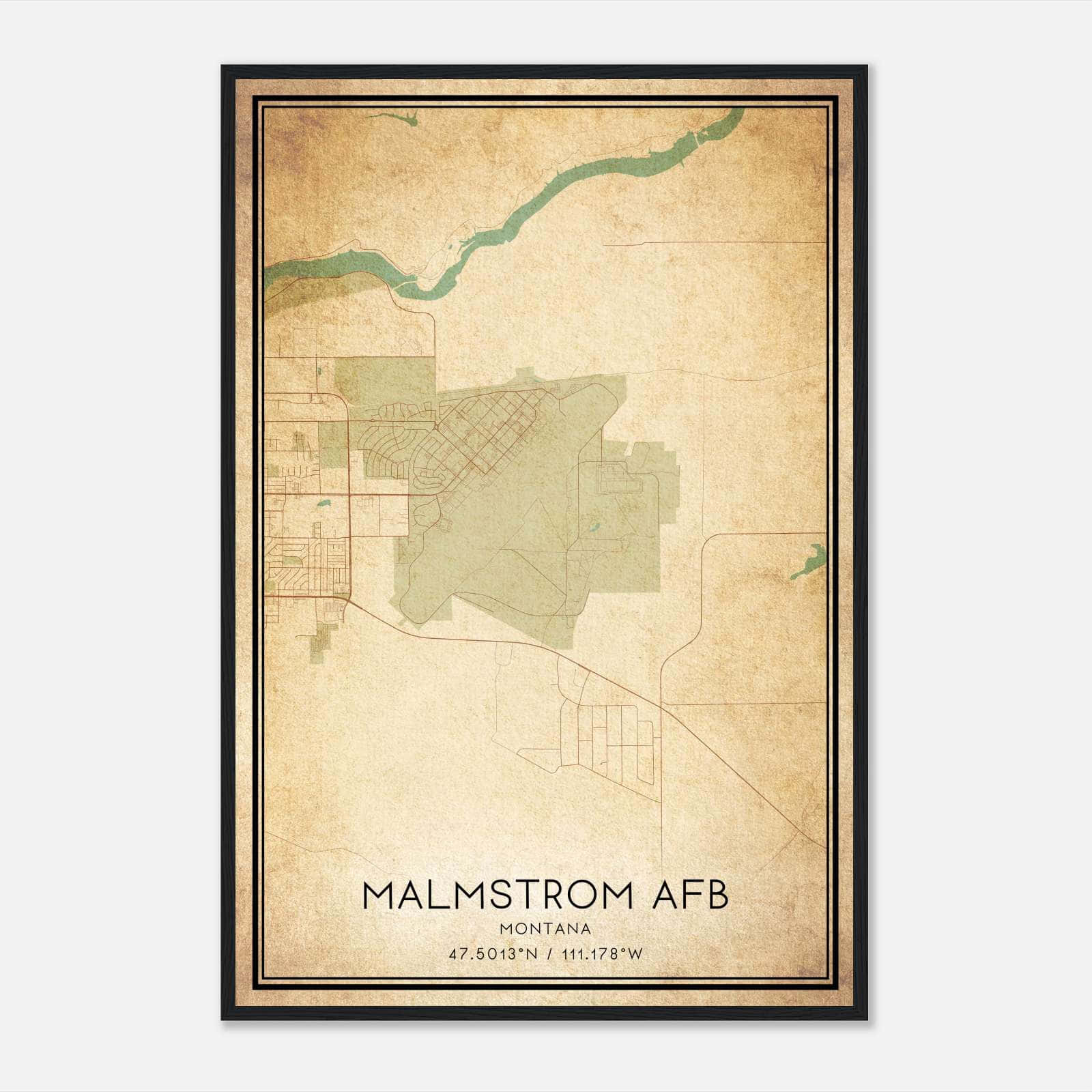 Vintage Malmstrom Afb Montana Map Poster, Malmstrom Afb MT City Road Wall Art Print Vintage Malmstrom Afb Montana Map Poster, Malmstrom Afb MT City Road Wall Art Print