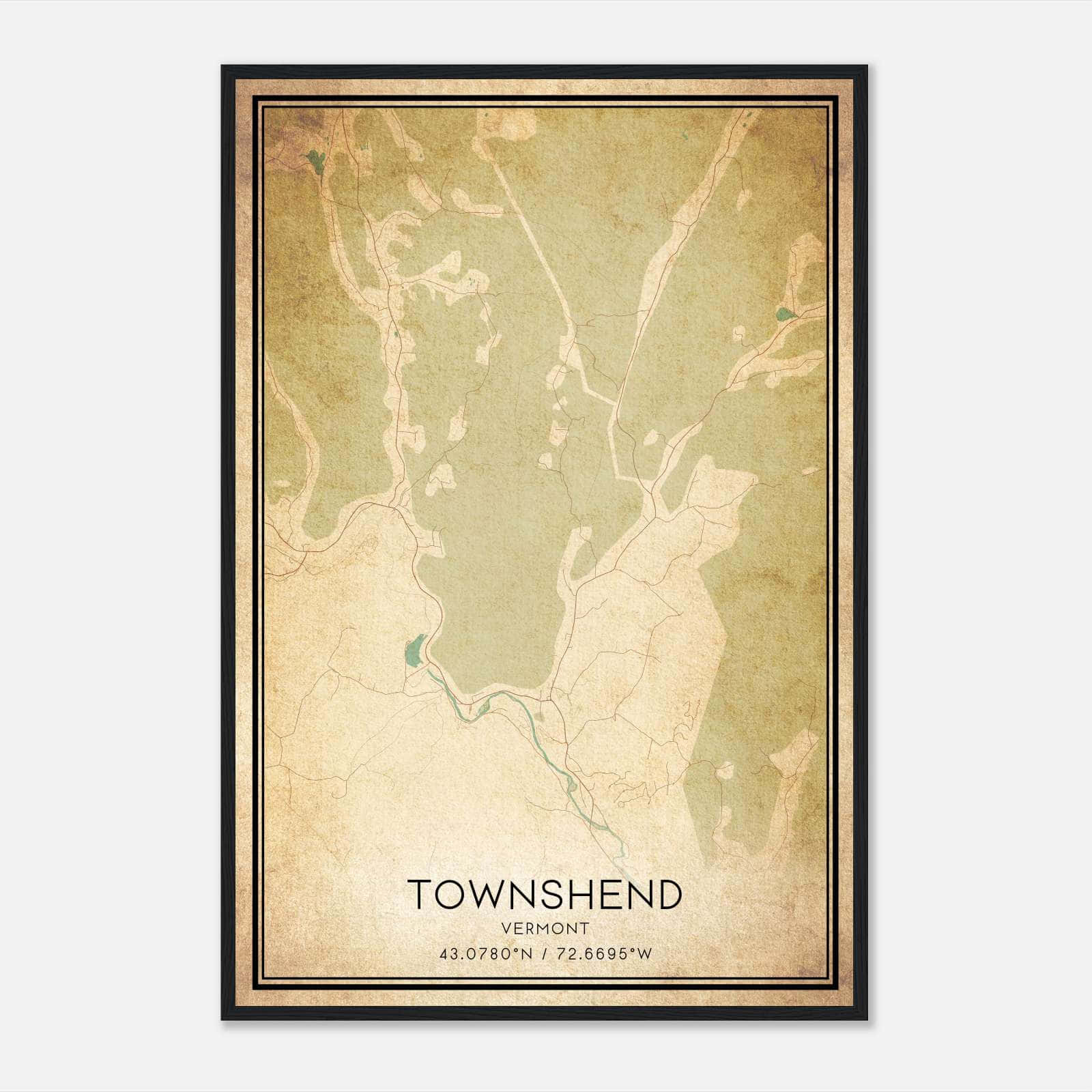 Vintage Townshend Vermont Map Poster, Townshend VT City Road Wall Art Print Vintage Townshend Vermont Map Poster, Townshend VT City Road Wall Art Print