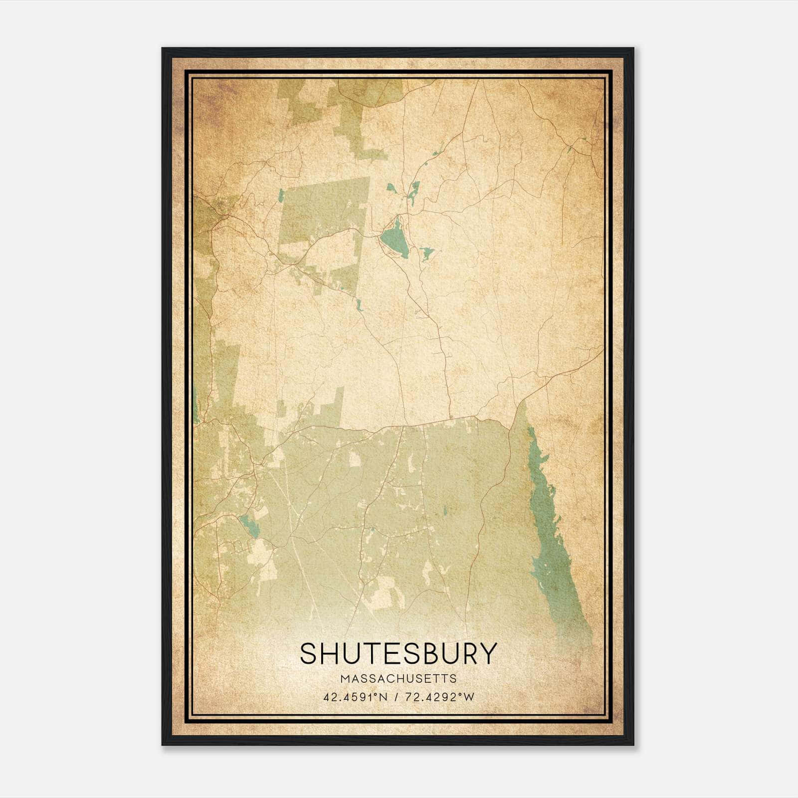 Vintage Shutesbury Massachusetts Map Poster, Shutesbury MA City Road Wall Art Print Vintage Shutesbury Massachusetts Map Poster, Shutesbury MA City Road Wall Art Print